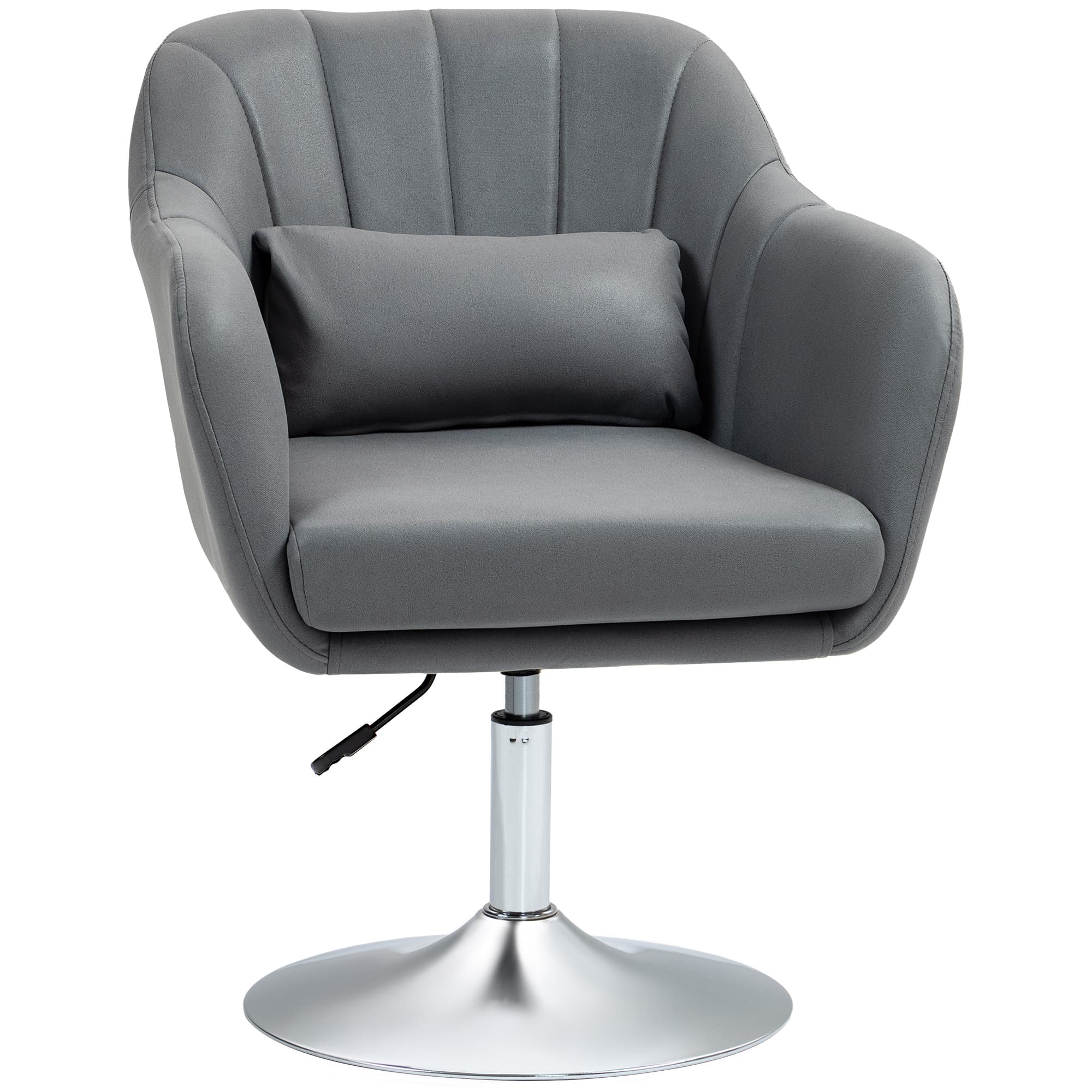 HOMCOM Fauteuil de salon coussins lombaires hauteur réglable pivotant 360° piètement en métal gris foncé