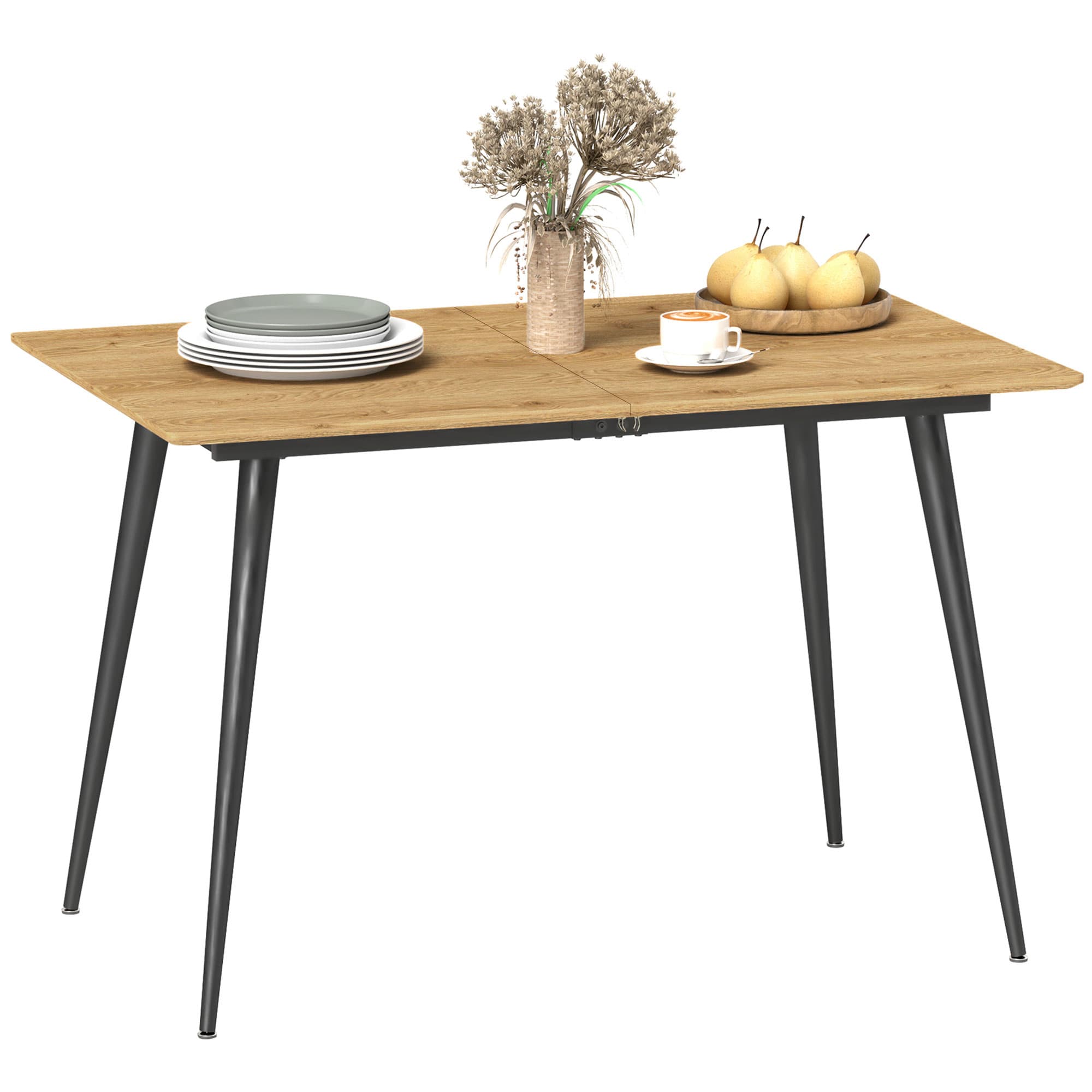 HOMCOM Table à manger pliante table extensible 120-160 cm jusqu'à 6 à 8 personnes avec pieds en acier, naturel
