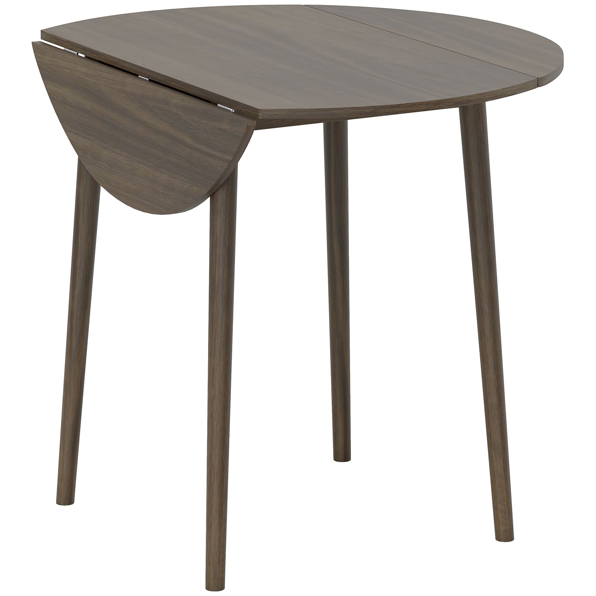 HOMCOM Table de salle à manger pliante 2 abattants, table ronde extensible pour 4 personnes, pieds en bois Ø 89 x 73,5 cm, gris