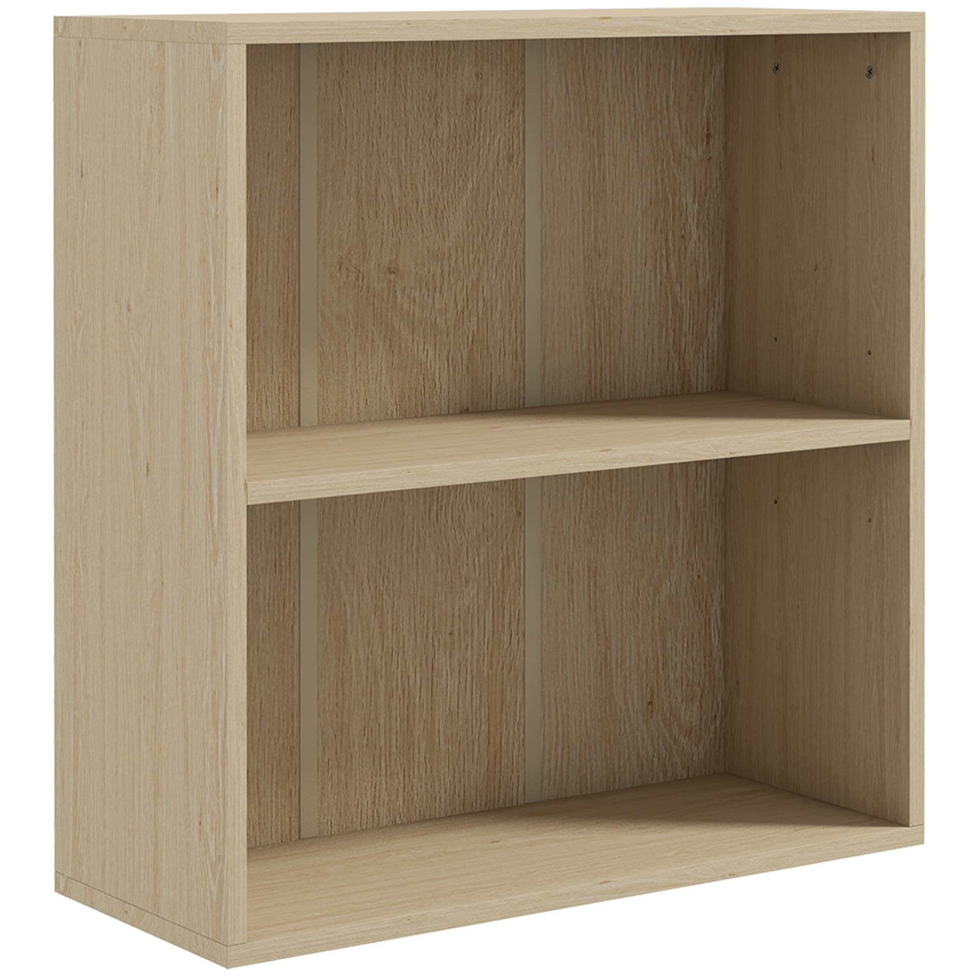 HOMCOM Bibliothèque étagère de rangement avec 2 compartiments et étagère réglable, 60 x 24 x 63 cm, effet bois naturel