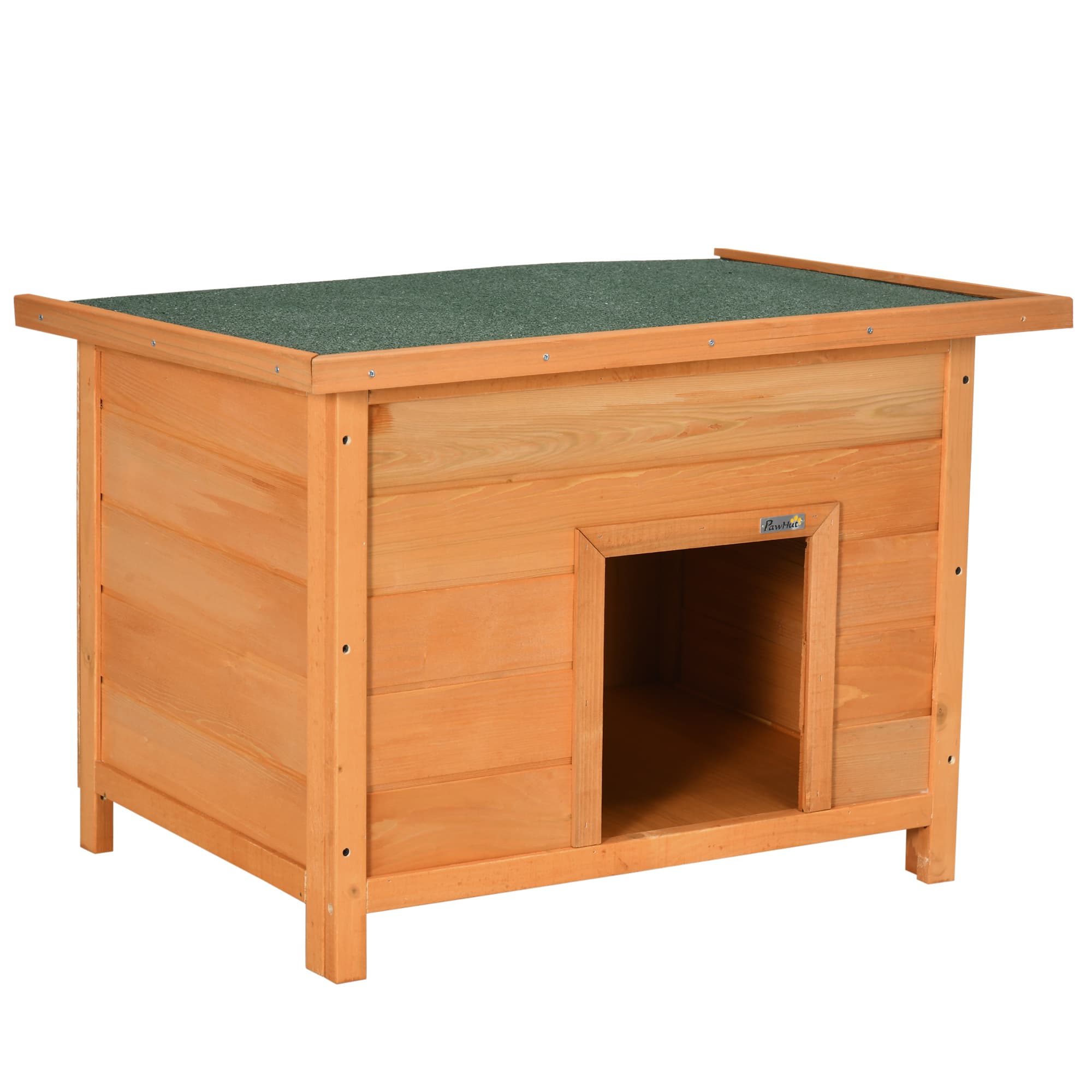 PawHut Niche pour Chien en Bois Massif Toit Ouvert Imperméable Résistant aux Intempéries 85 x 58 x 58 cm