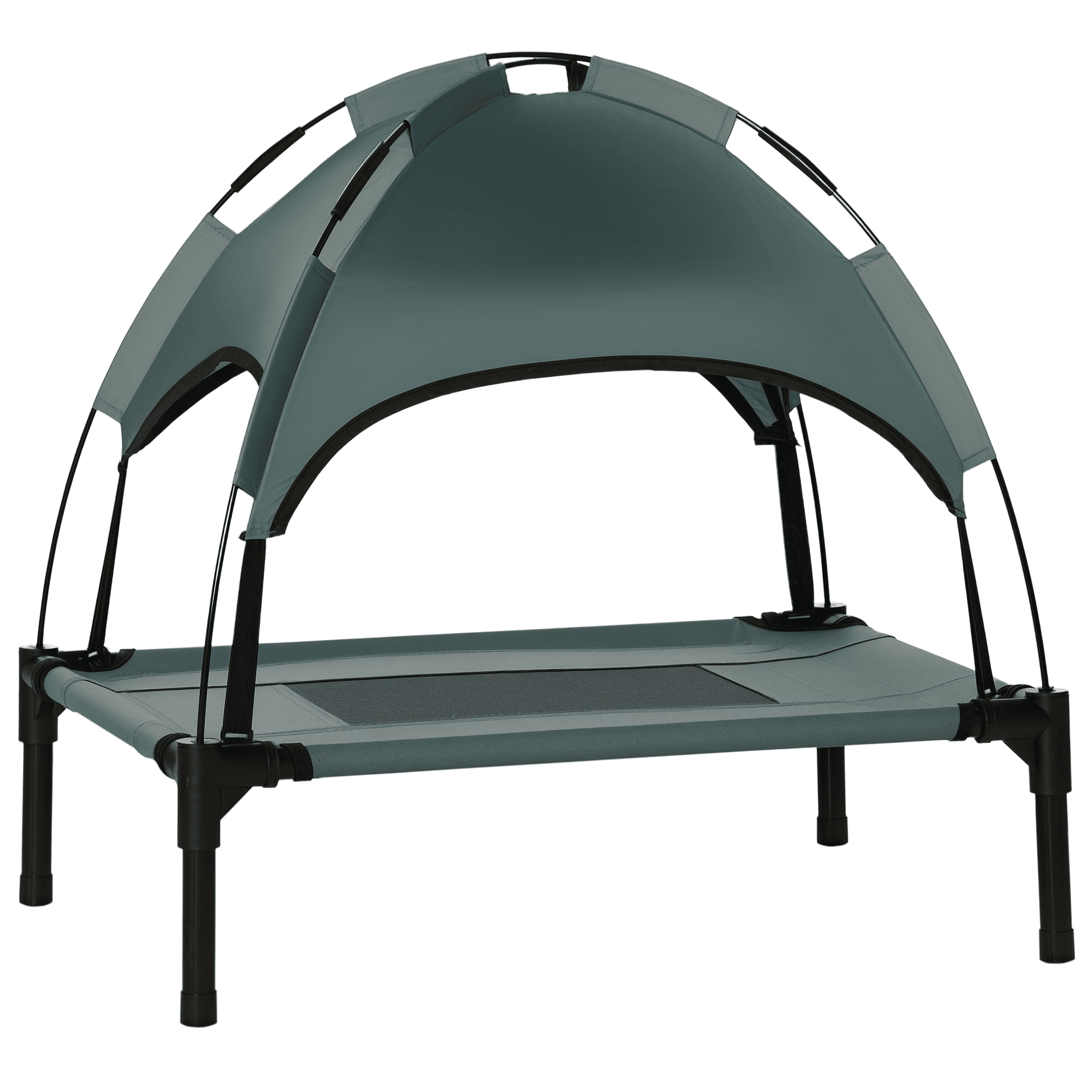 PawHut Lit pour chien chat sur pieds velum anti-UV tissu oxford micro-perforé + parasol + sac de transport inclus gris noir Aosom France