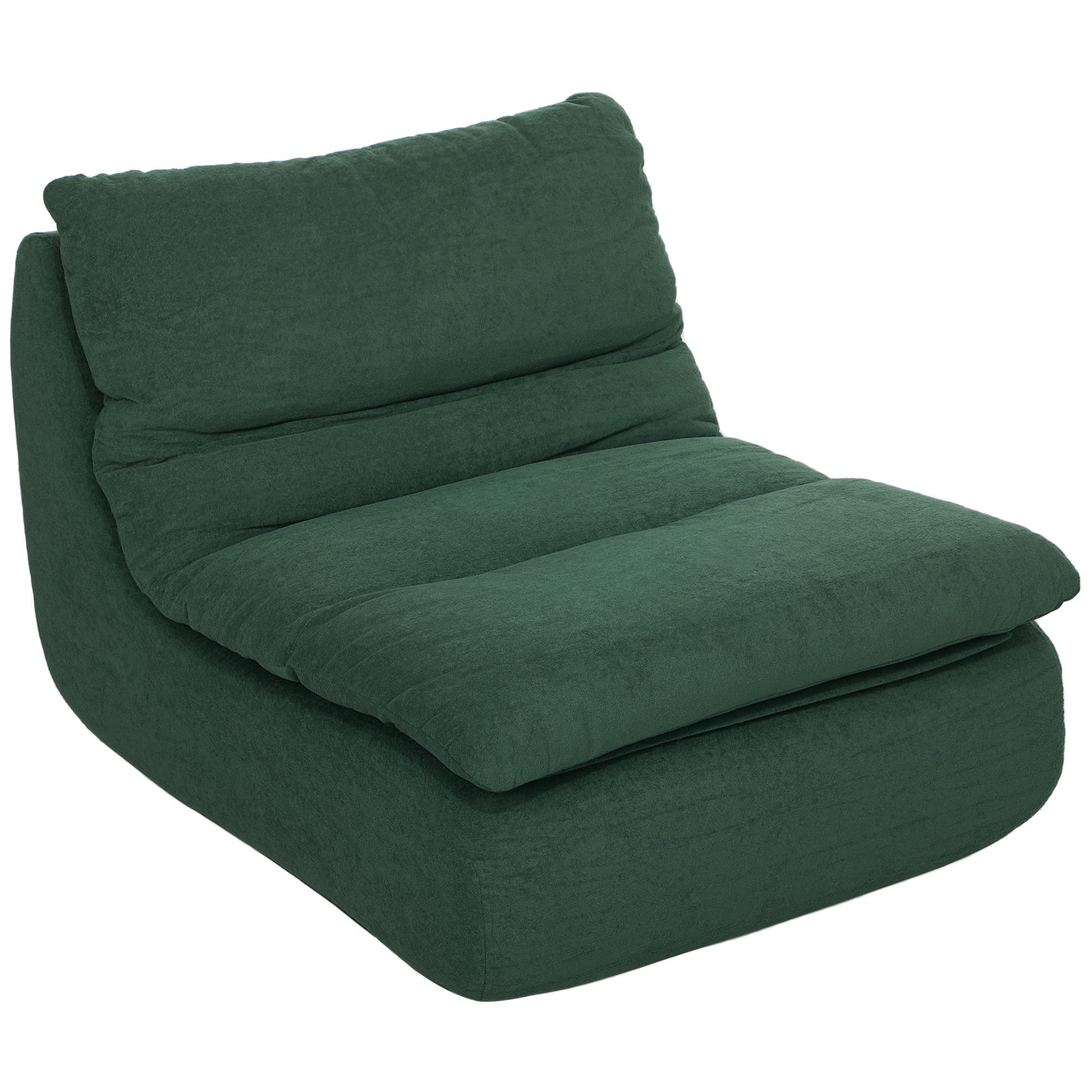 HOMCOM Fauteuil paresseux chauffeuse 1 place en mousse monobloc ultra haute densité, charge 200 Kg, 82x103x75cm, vert