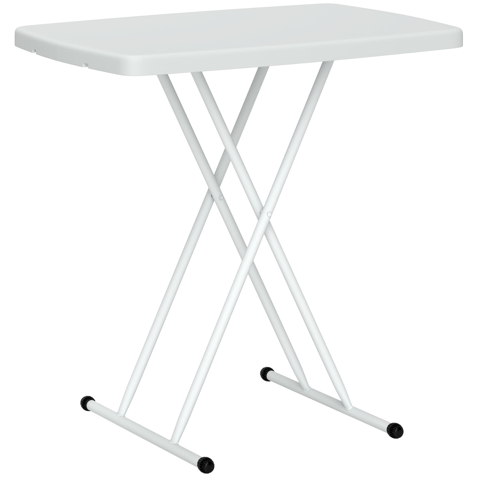 Outsunny Table d'appoint pliable en HDPE table pliante hauteur réglable sur 6 niveaux pour patios jardins 76 x 50 x 74 cm blanc