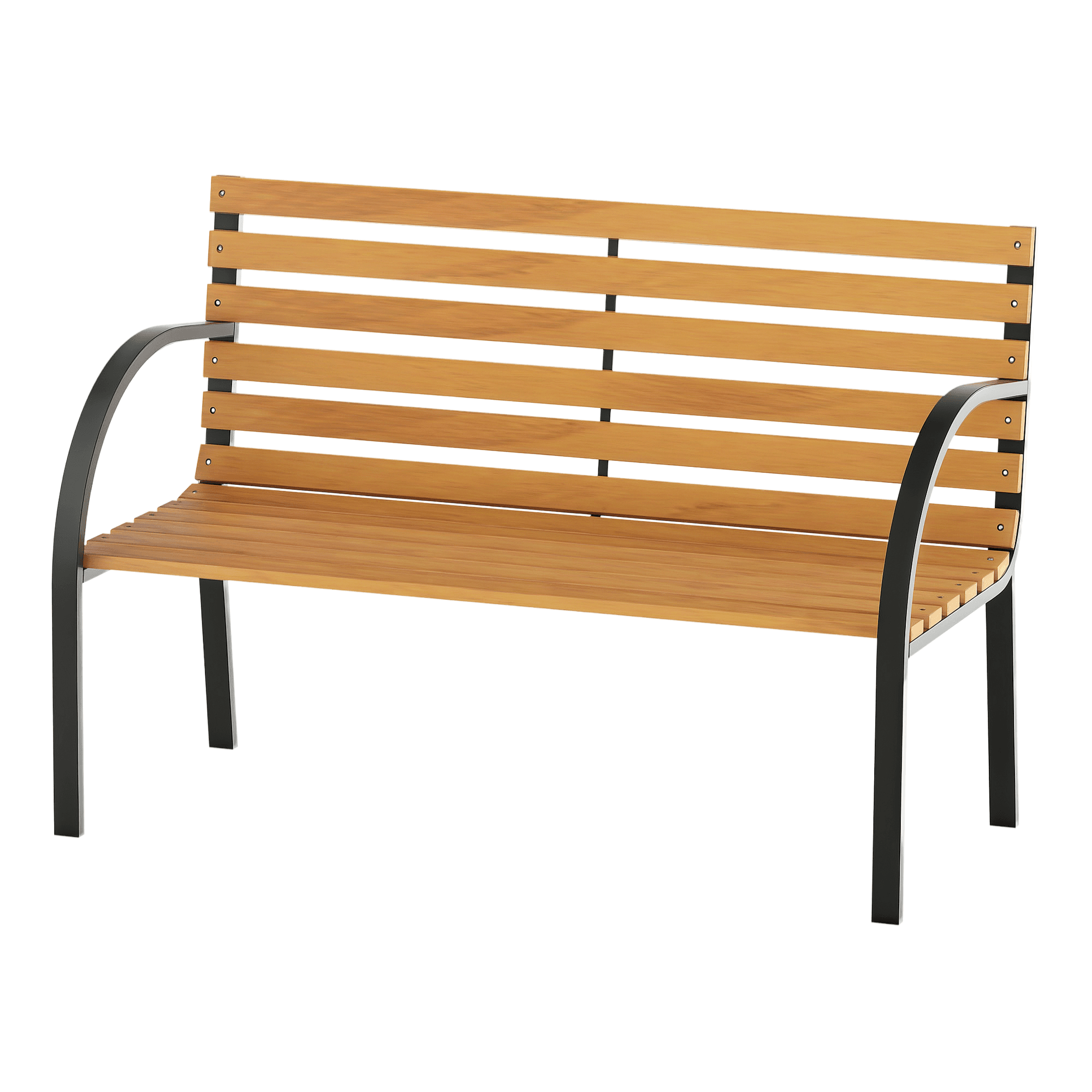 Outsunny Banc de jardin 2 places grand confort accoudoirs dossier haut ergonomiques latte bois 122 x 60 x 80 cm bois naturel