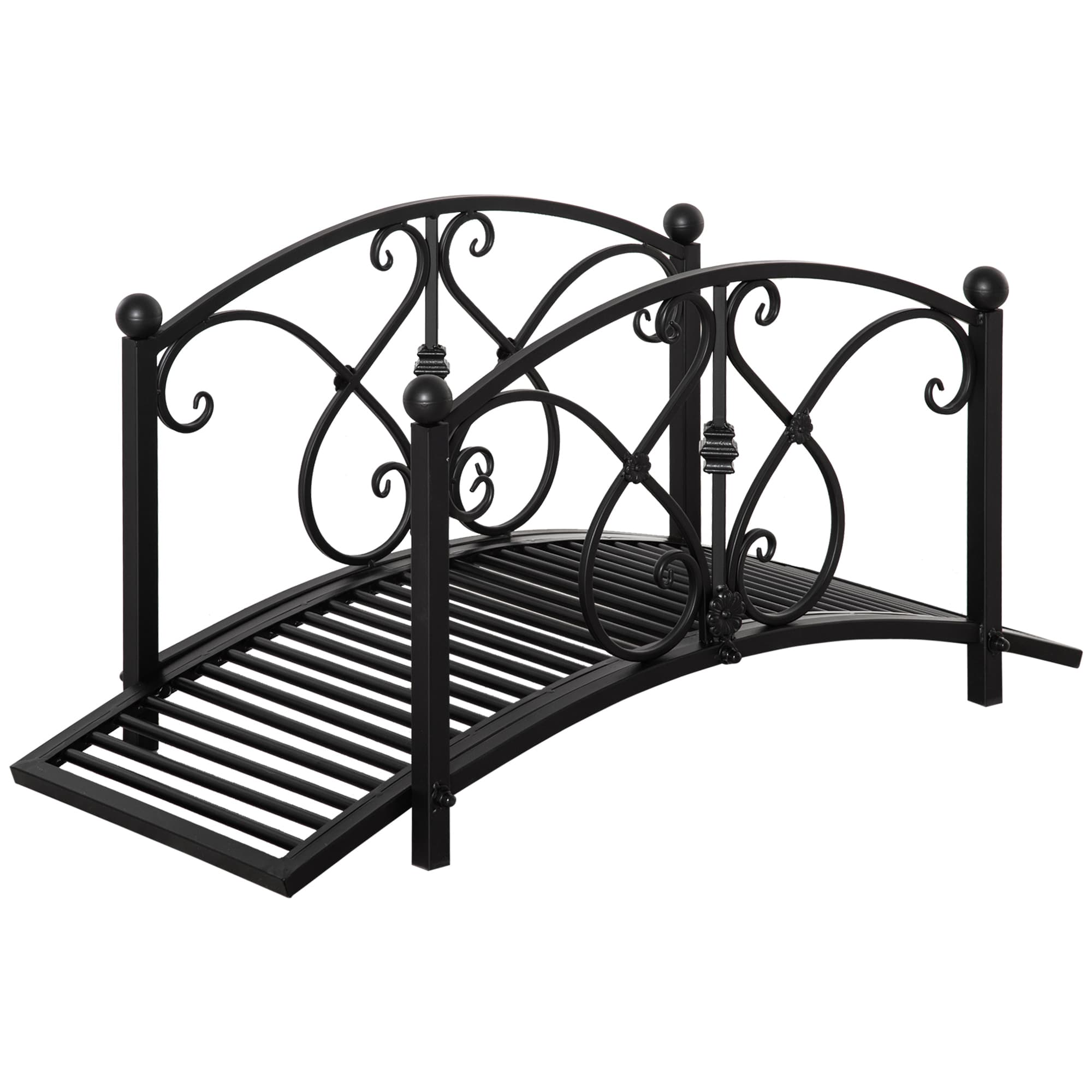 Outsunny Pont de jardin en métal décoration de jardin avec garde-corps latéraux charge maximale 150 kg 102 x 48 x 49 cm noir