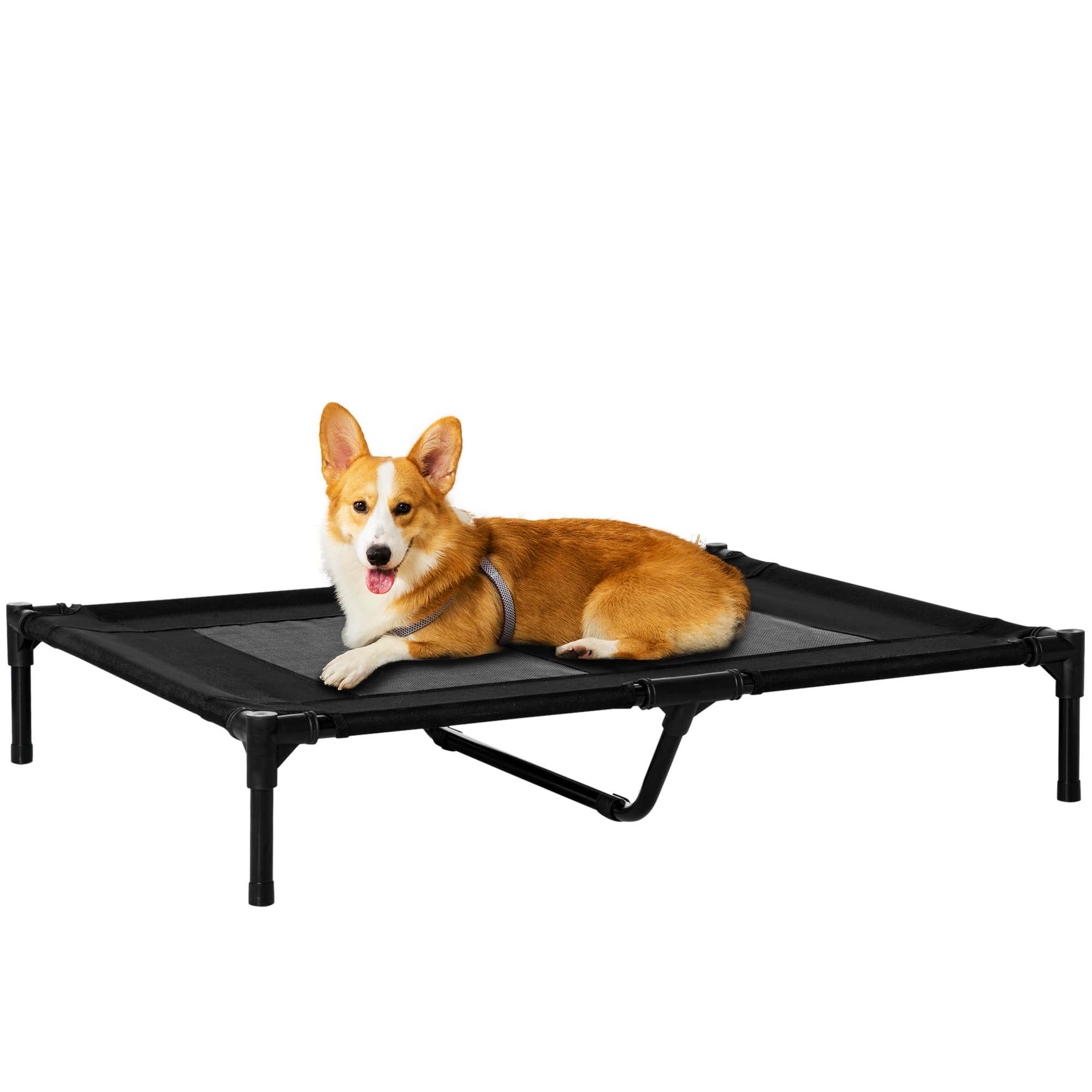 PawHut Lit sur pieds lit pour chien chat lit de camp lit surélevé aniamux tissu Oxford textilène micro-perforé acier 91,5 x 76,2 x 18 cm noir