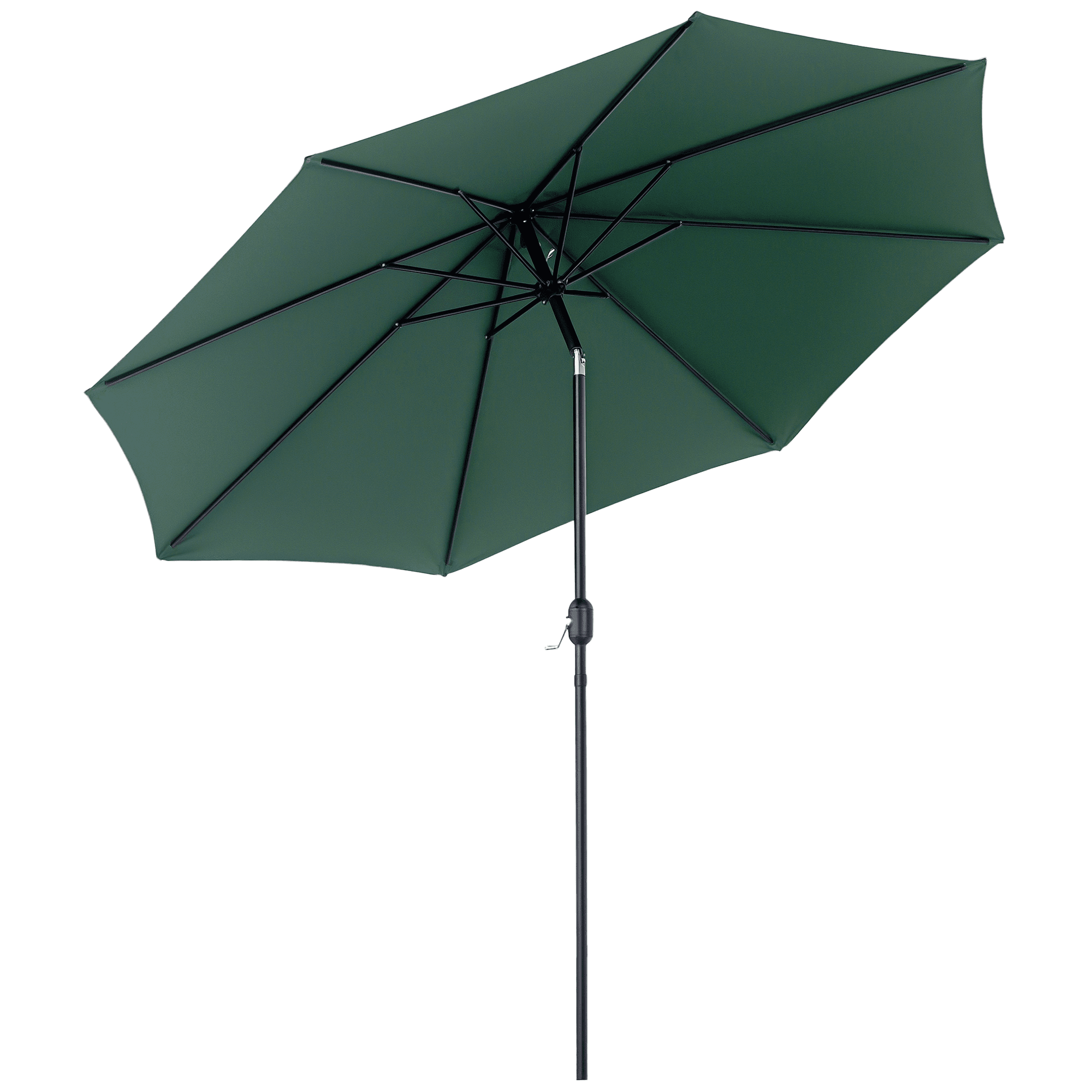 Outsunny Parasol en métal rond polyester 180g/m2 manivelle inclinable Ø 3 x 2,45 m vert