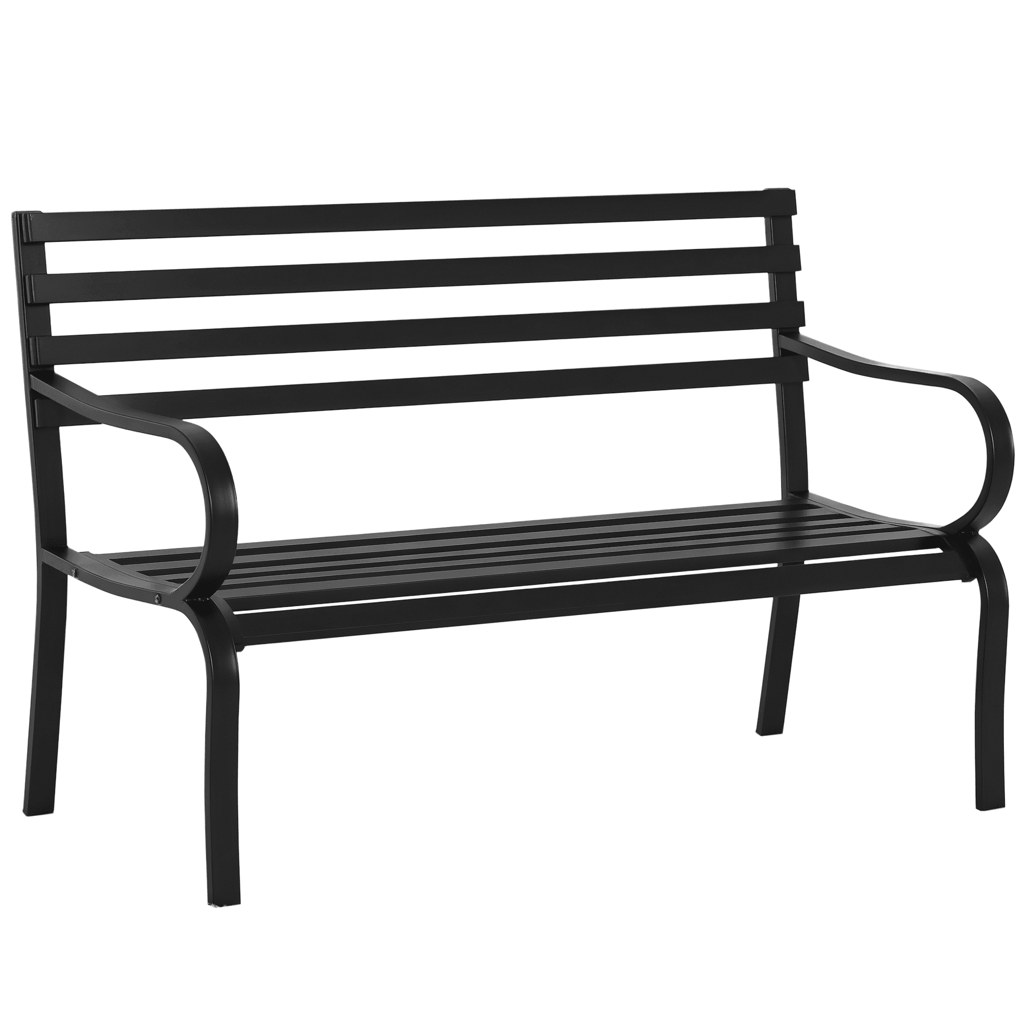 Outsunny Banc de Jardin 2 Places Design Contemporain Métal Époxy Durable 124x62x81cm Noir Aosom France