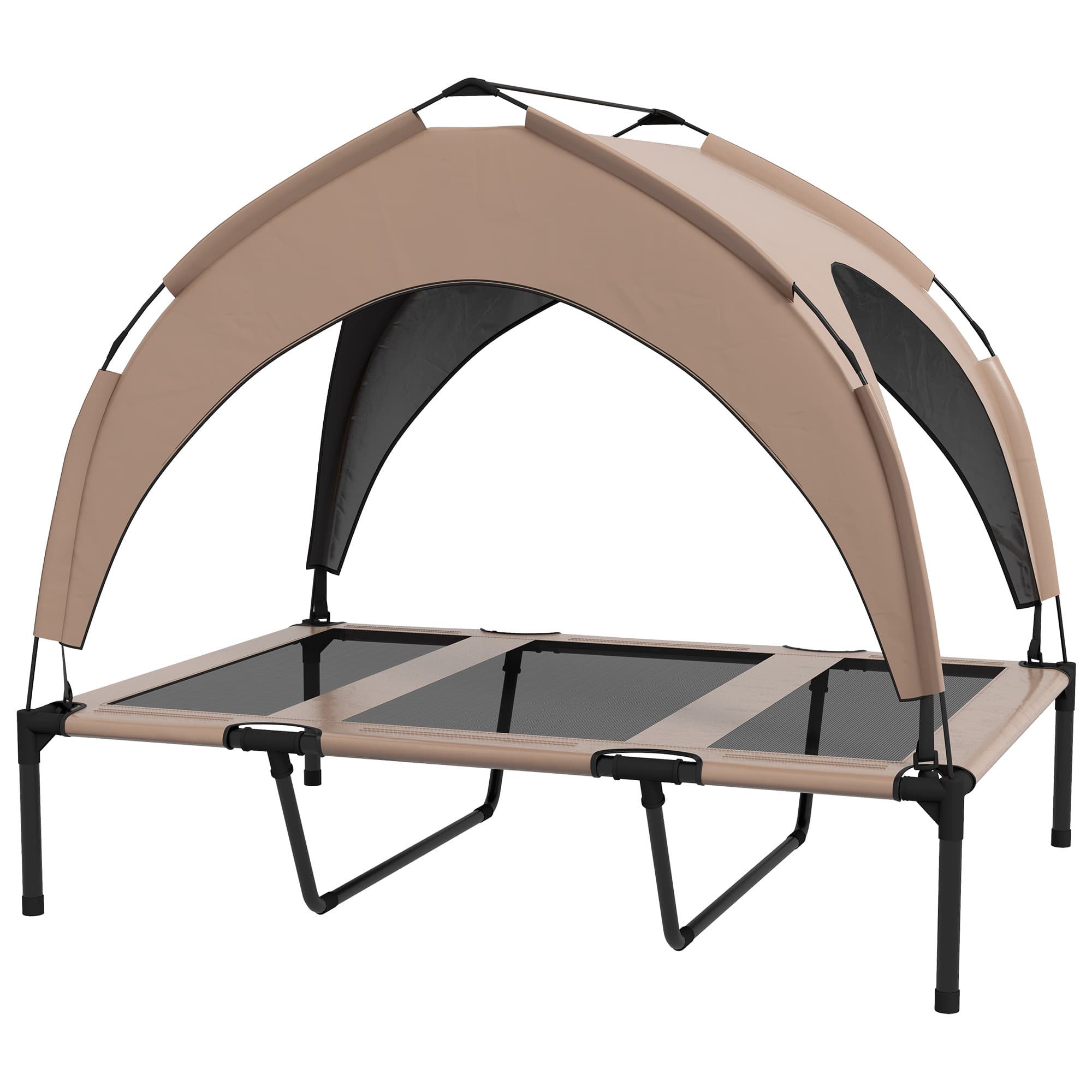 PawHut Lit pour chien chat sur pieds lit chien surélevé velum anti-UV oxford sac de transport 106 x 76 x 94 cm café