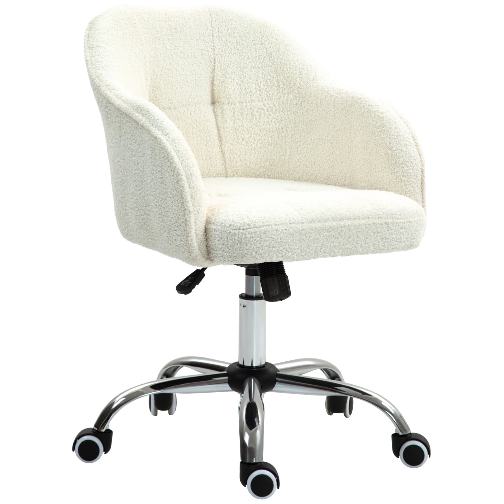 HOMCOM Chaise de bureau, fauteuil de bureau ergonomique, hauteur réglable, assise et dossier rembourrés, crème