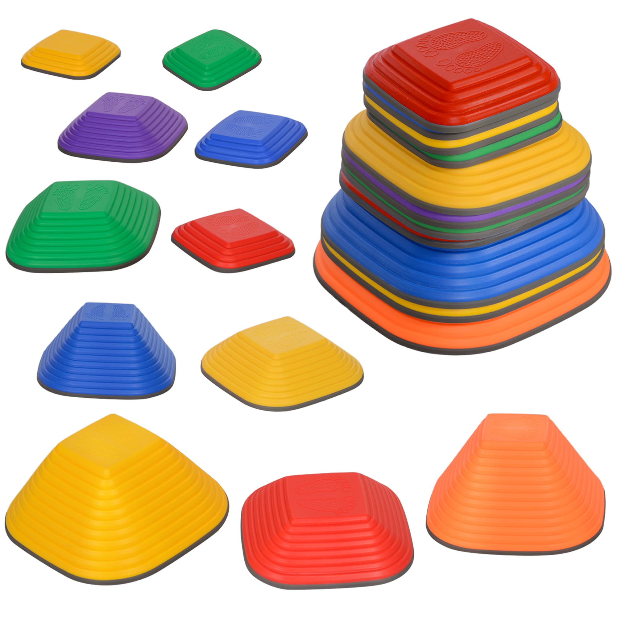 AIYAPLAY 11 pièces pierres d'équilibre pour enfants parcours de motricité empilables et antidérapantes multicolore