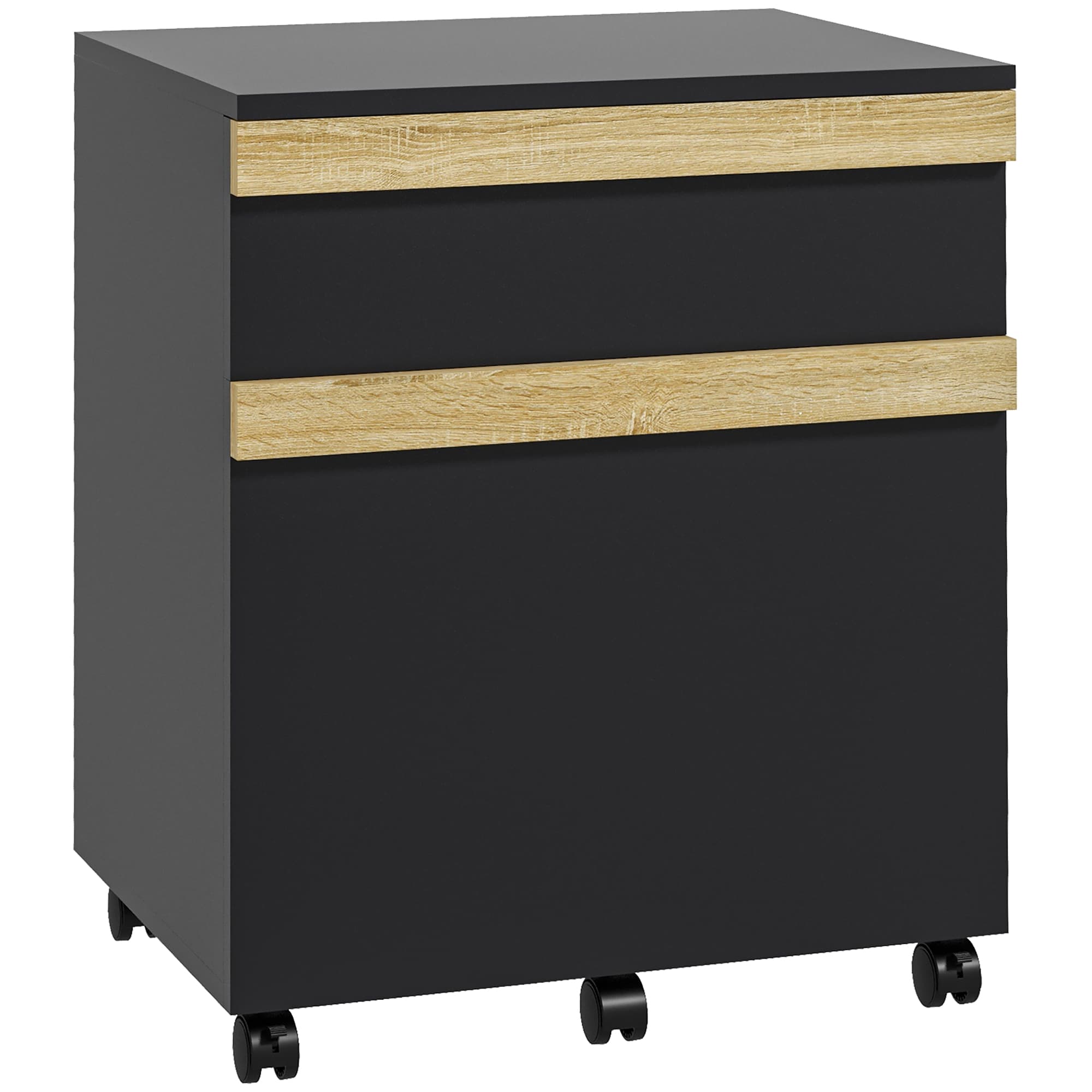 Vinsetto Caisson de bureau à roulettes avec 2 tiroirs coulissants trieur à dossiers 48 x 40 x 59,5 cm noir