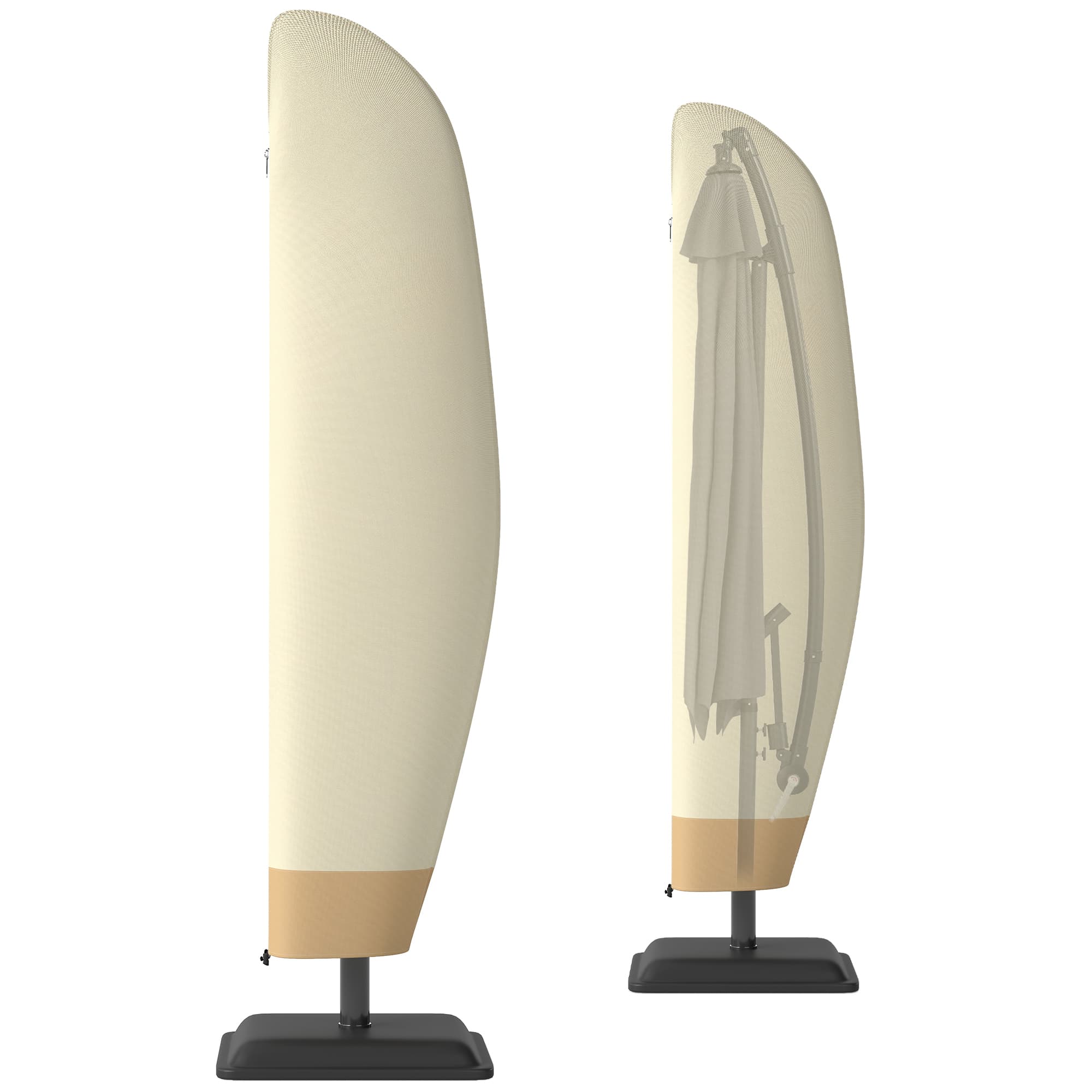 Outsunny Housse de protection imperméable pour parasol déporté avec fermeture éclair et cordon de serrage tissu Oxford Ø 56 x 220 cm beige et café