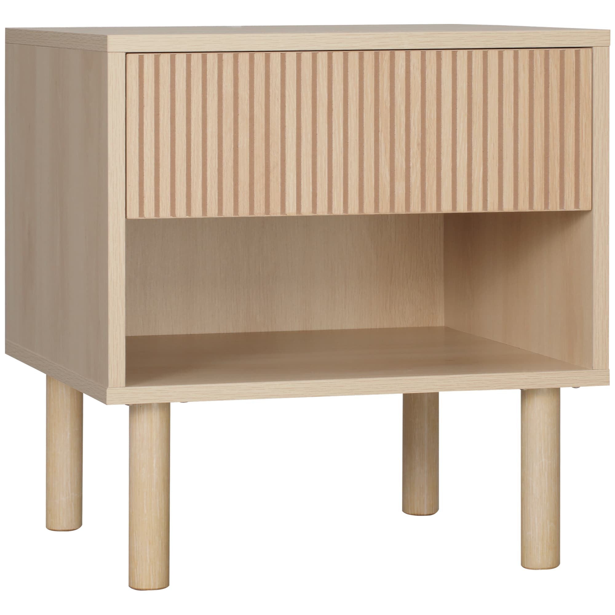 HOMCOM Table de chevet table de nuit table d'appoint avec tiroir et niche style scandinave 47 x 47 x 50 cm - panneaux de particules Aosom France