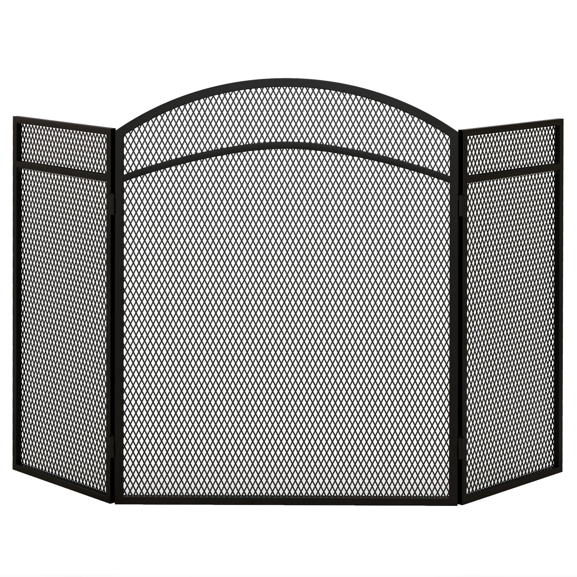 HOMCOM Pare-feu cheminée pliable 3 panneaux pare-étincelles cheminée avec motif en en chevron 96l x 1P x 60H cm métal noir