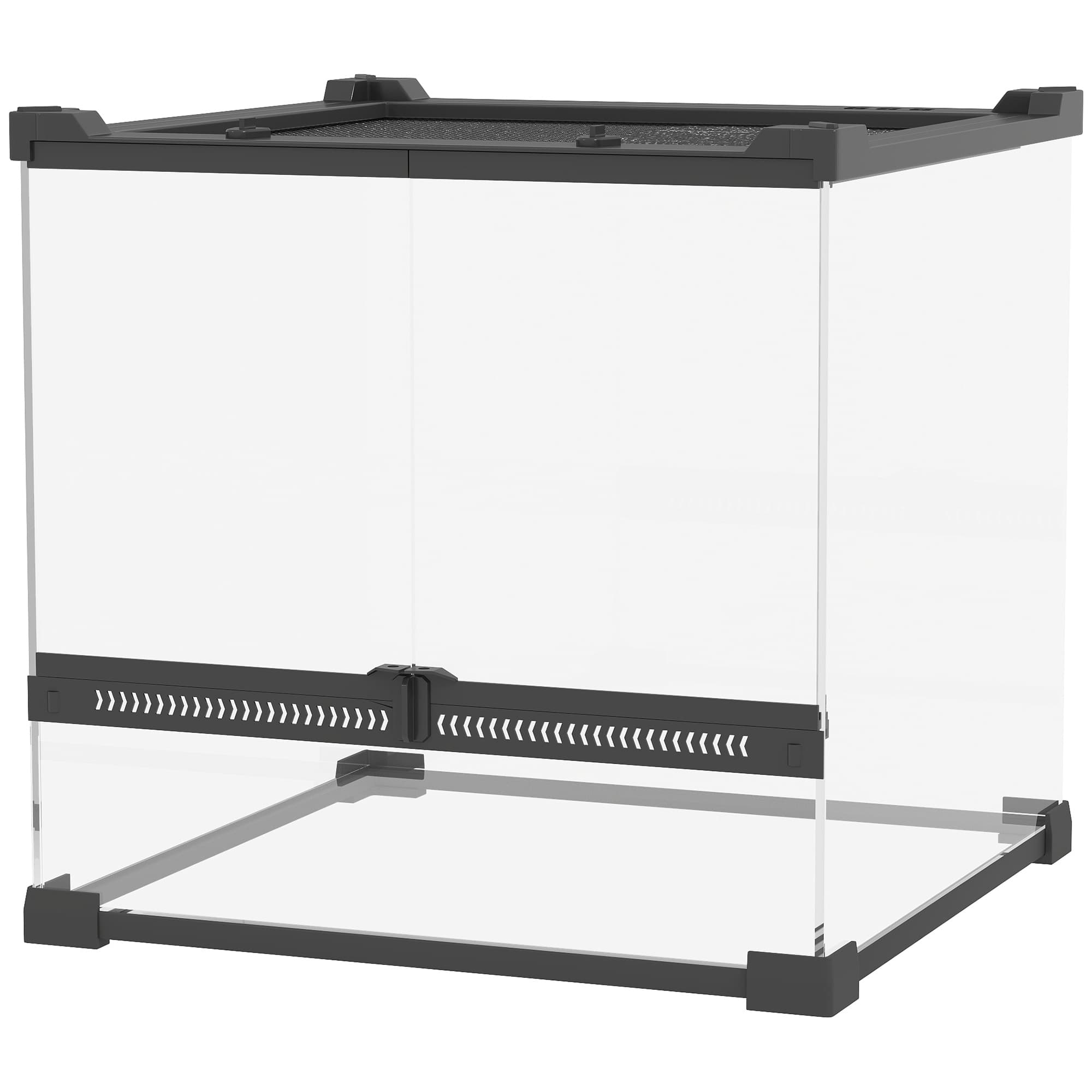 PawHut Glas-Terrarium pour Reptiles, fond surélevé et étanche, verrou à bouton