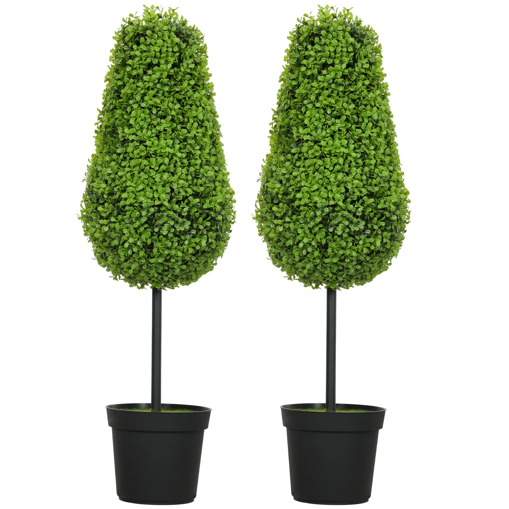 HOMCOM Set de 2 Plantes Artificielles Buchsbaum 90cm en Forme de Larme, Plantes Artificielles en Pot Décoration Moderne