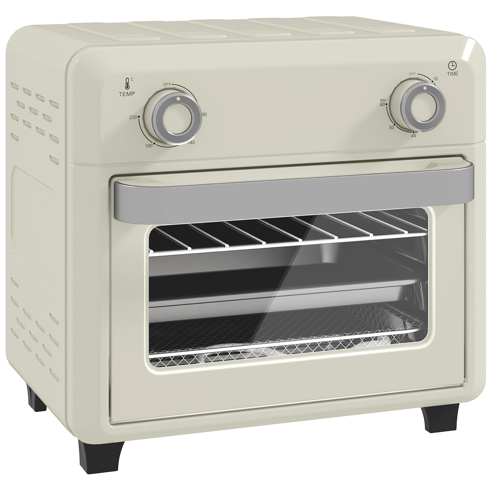 HOMCOM 10L Friteuse sans huile mini four à air chaud 1 000 W avec température réglable 80°C-230°C, minuterie, 32x27,2x29,8cm