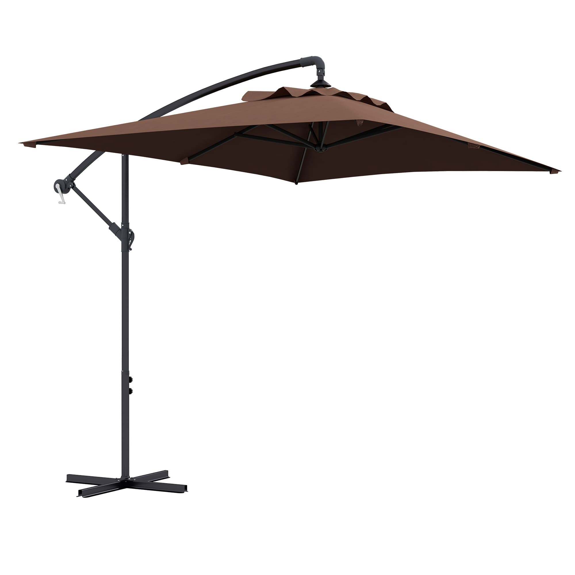 Outsunny Parasol Déporté Rectangulaire Extérieur Manivelle 6 Baleines Acier Anti-UV Beige Aosom France