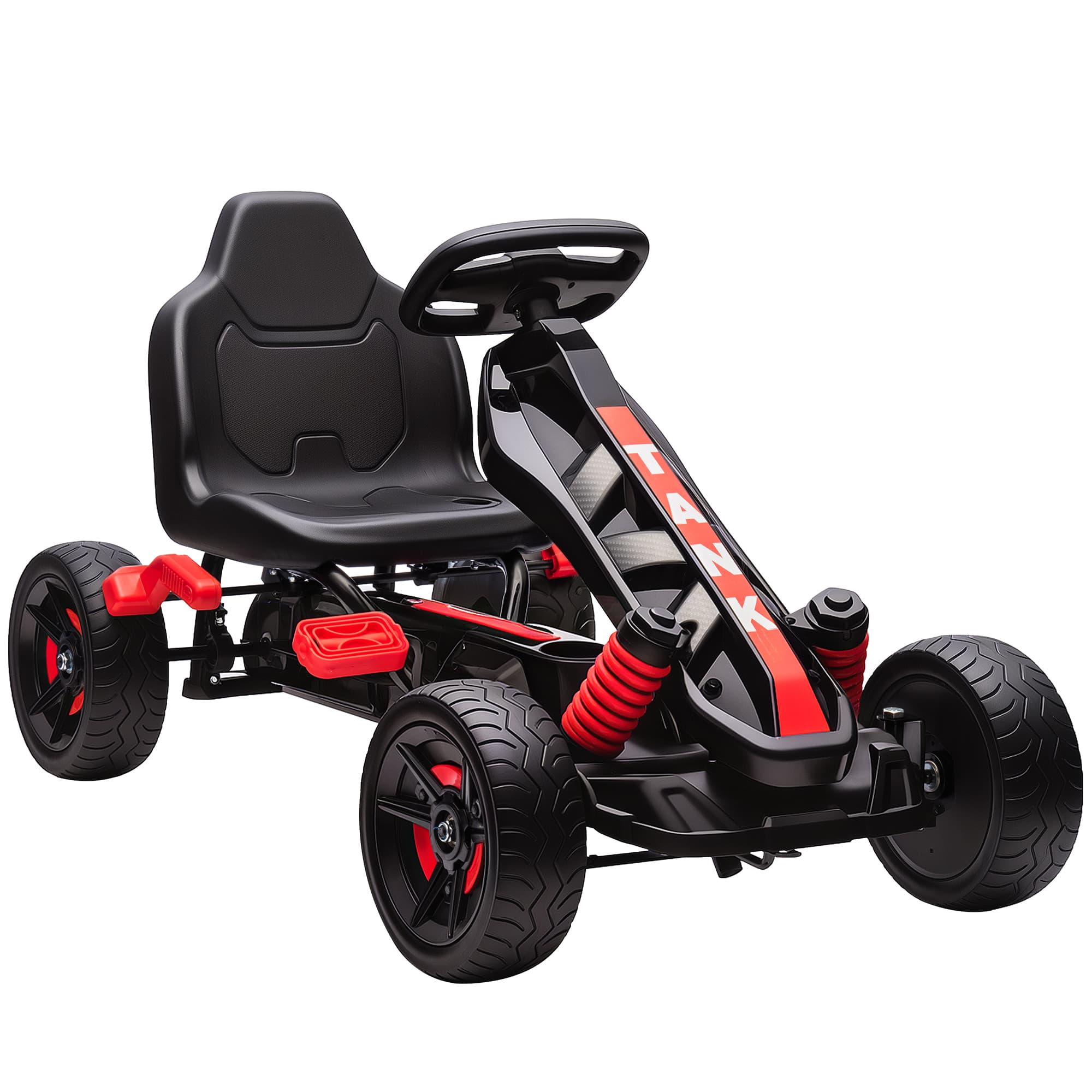 AIYAPLAY Kart à pédales pour enfants, karting enfant 3 à 6 ans avec embrayage automatique, frein, roues EVA antidérapantes, rouge