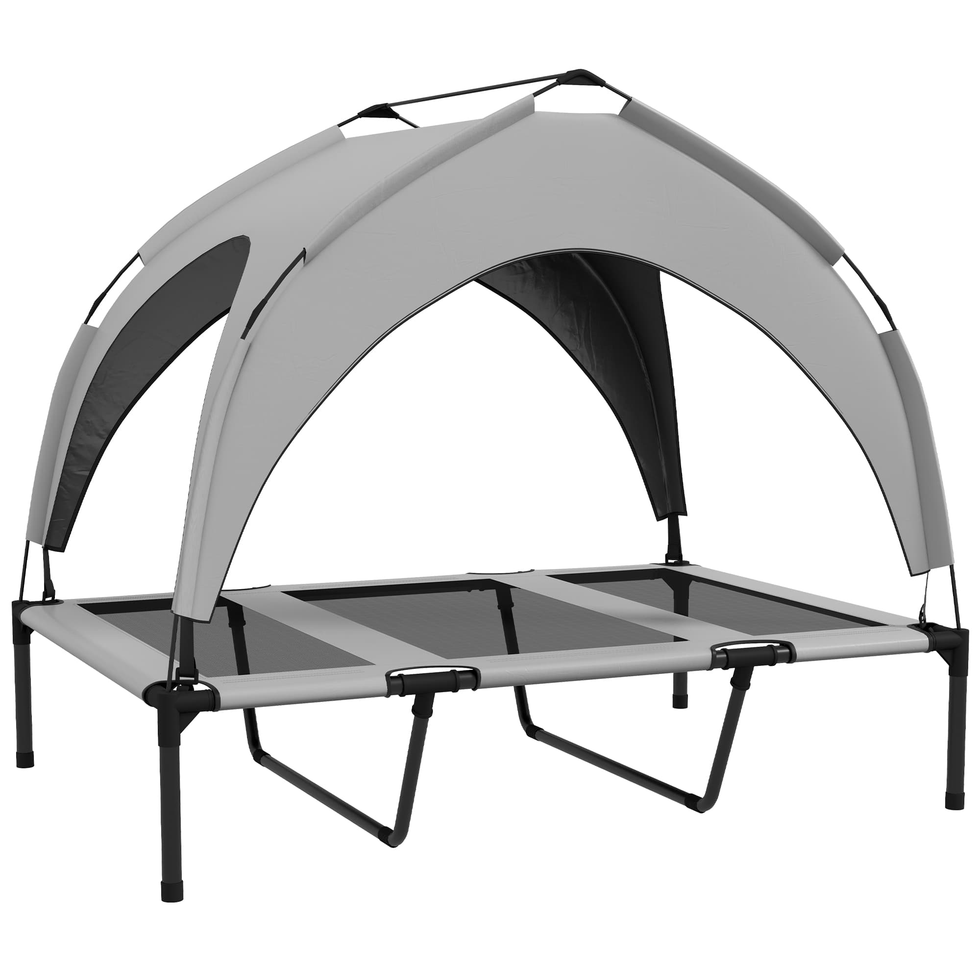 PawHut Lit pour chien chat sur pieds grand confort velum anti-UV oxford sac de transport inclus106 x 76 x 94 cm gris