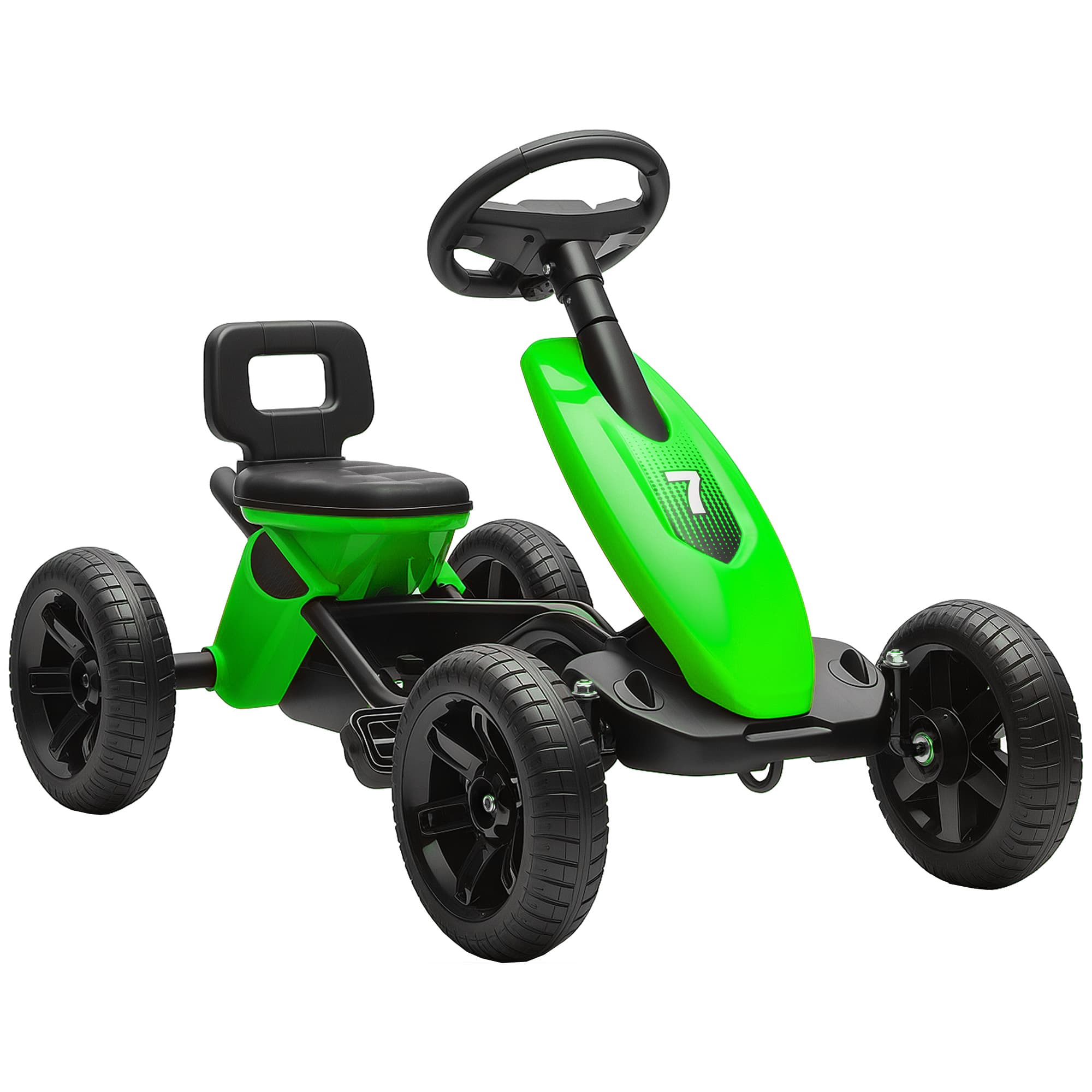AIYAPLAY Kart à pédales pour enfants, karting enfant de 2 à 5 ans avec roues EVA silencieux, avancer et reculer, vert