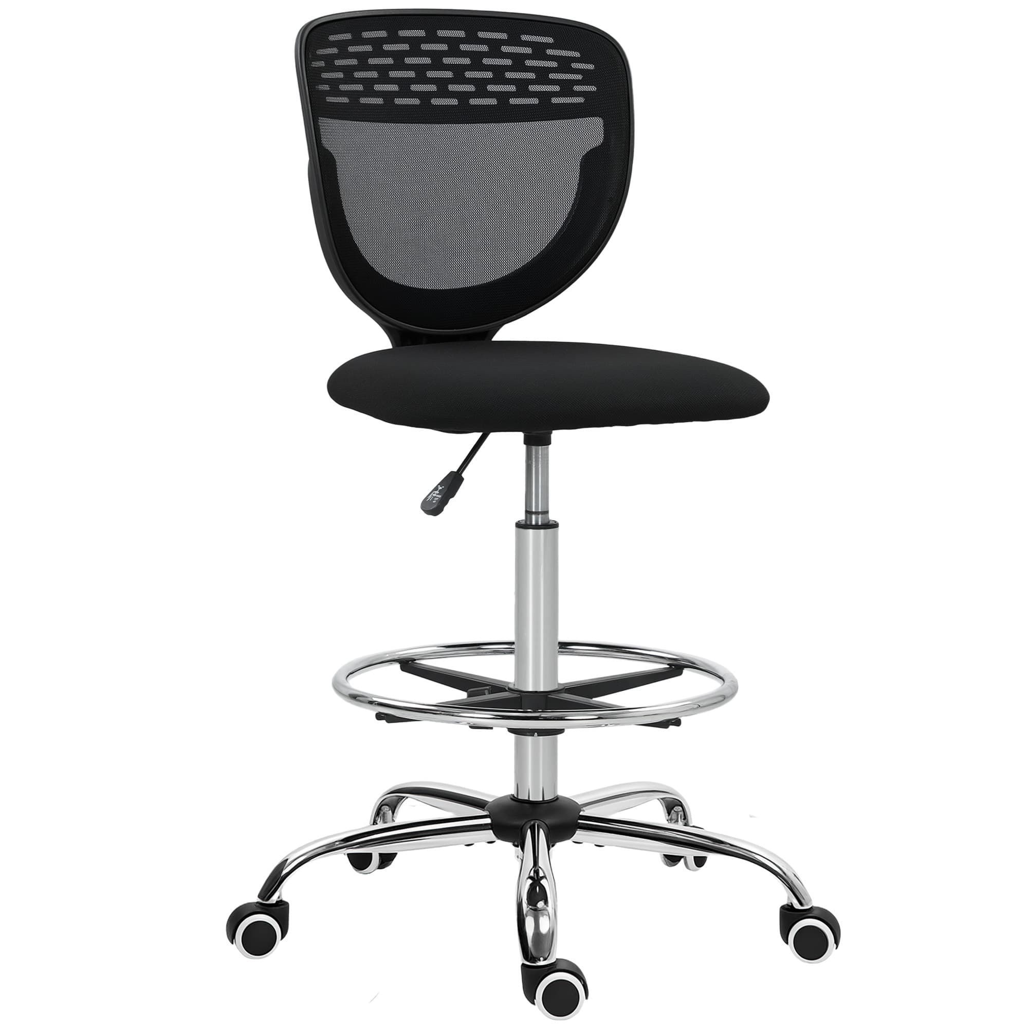 Vinsetto Fauteuil de bureau ergonomique, régalable, bureau, confort bureau en acier, tissu, polyester noir incl. avec repose-pieds Aosom France