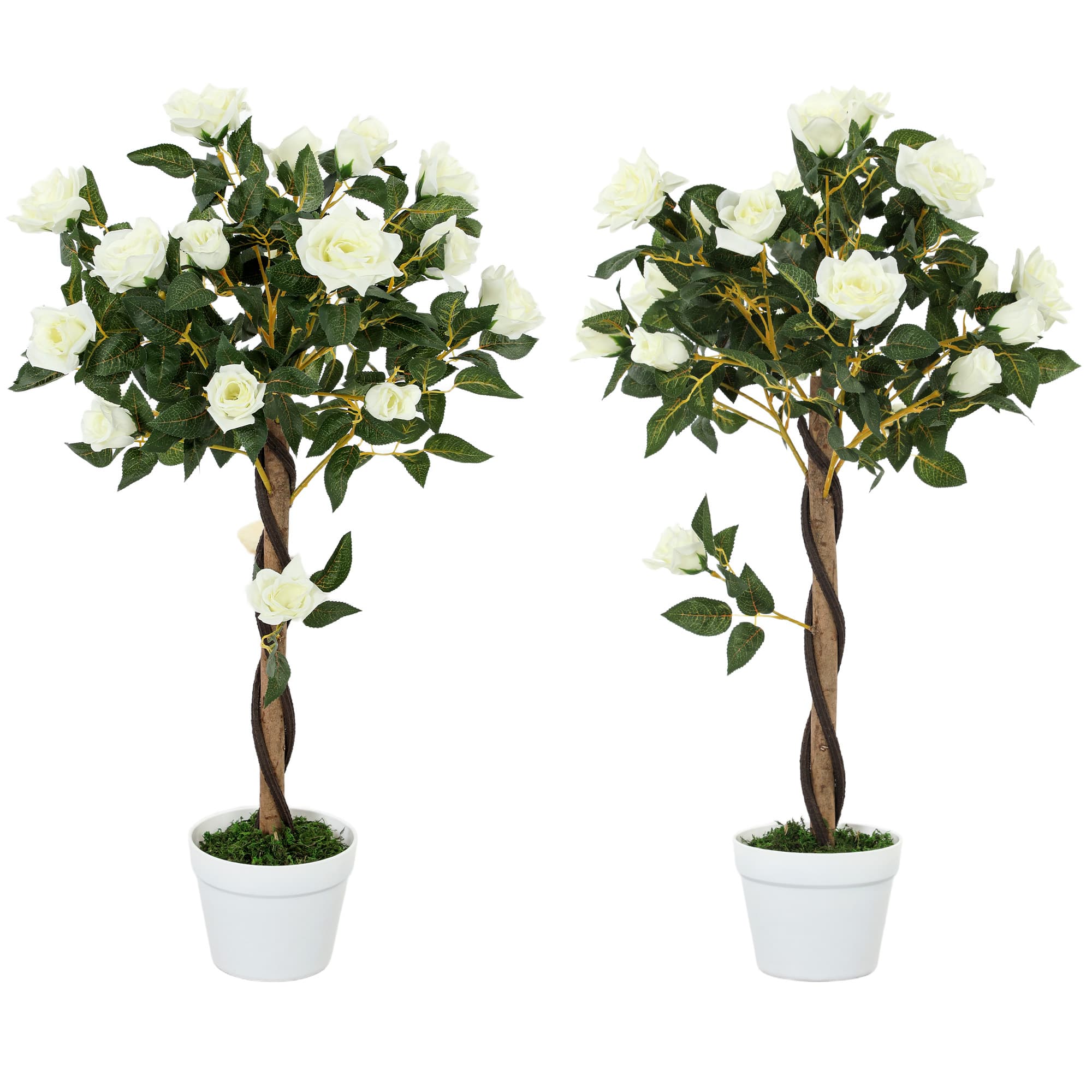 Outsunny Arbre artificiel, Plante artificielle dans un pot en ciment, Plante artificielle