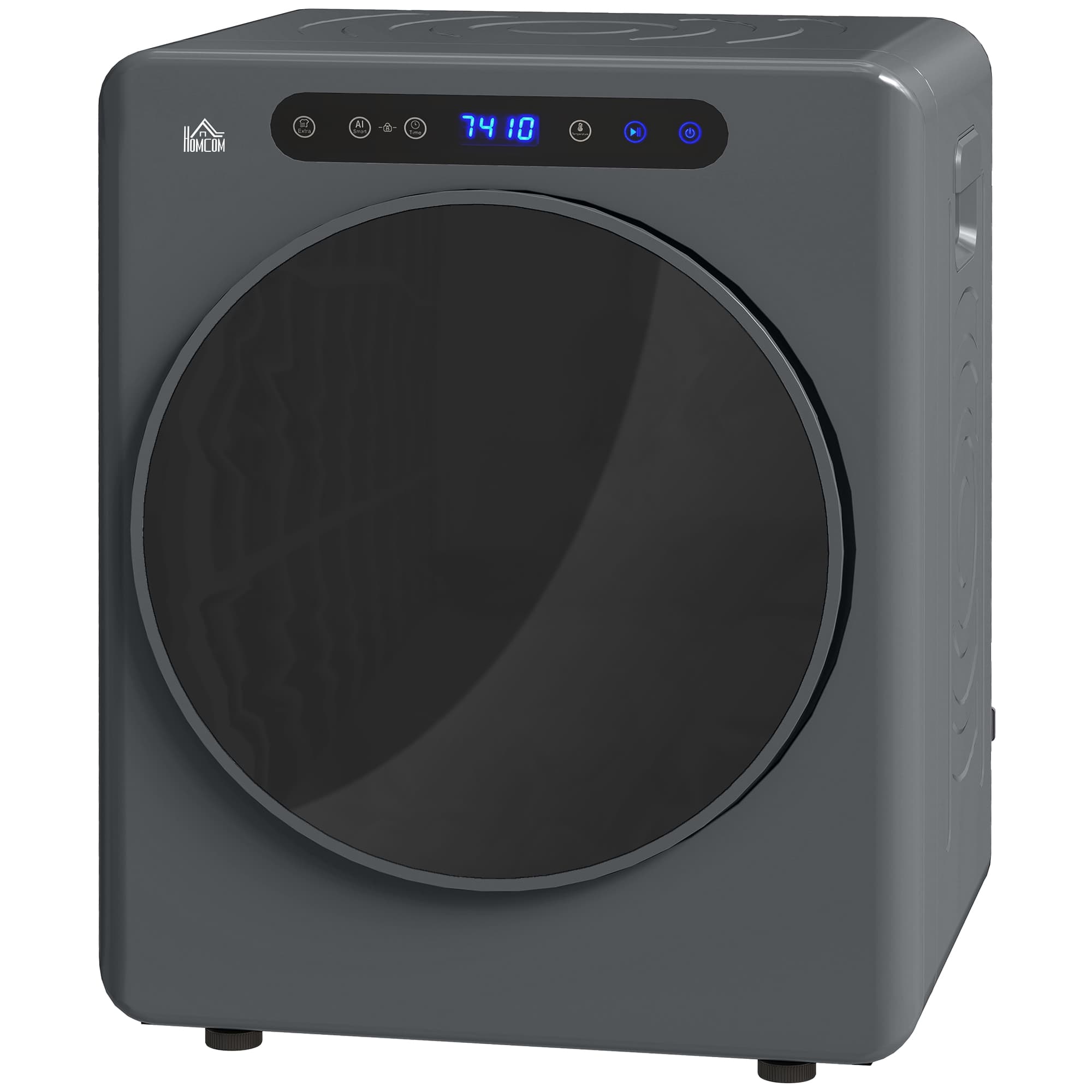 HOMCOM Sèche-linge, 6 programmes, 40-60°C, capacité de 4 kg, compact, contrôle tactile, Gris