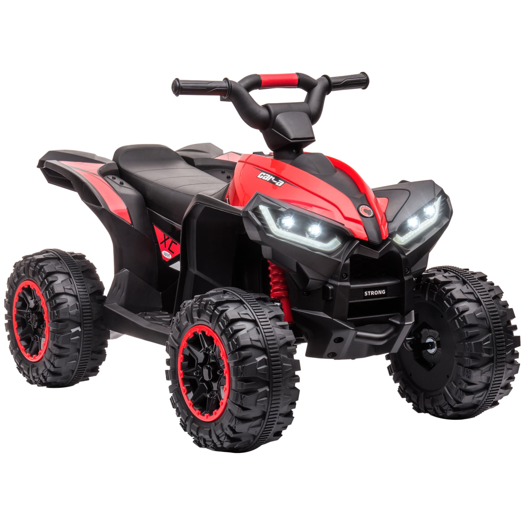 HOMCOM Quad électrique enfant de 3 à 5 ans 12 V 2 moteurs 2 vitesses 3-6 km/h phares LED klaxon MP3 et USB rouge