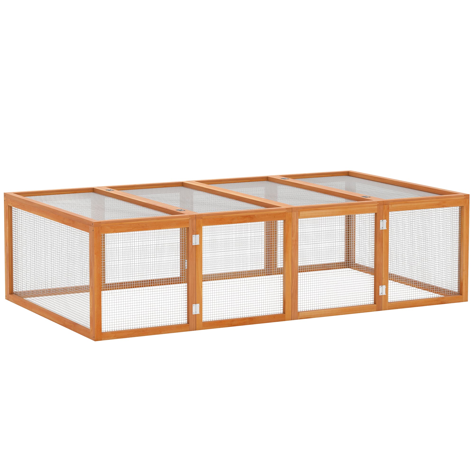 PawHut Clapier cage lapins extérieur intérieur pliable 2 portes supérieures 181L x 100l x 48H cm bois massif pin Aosom France