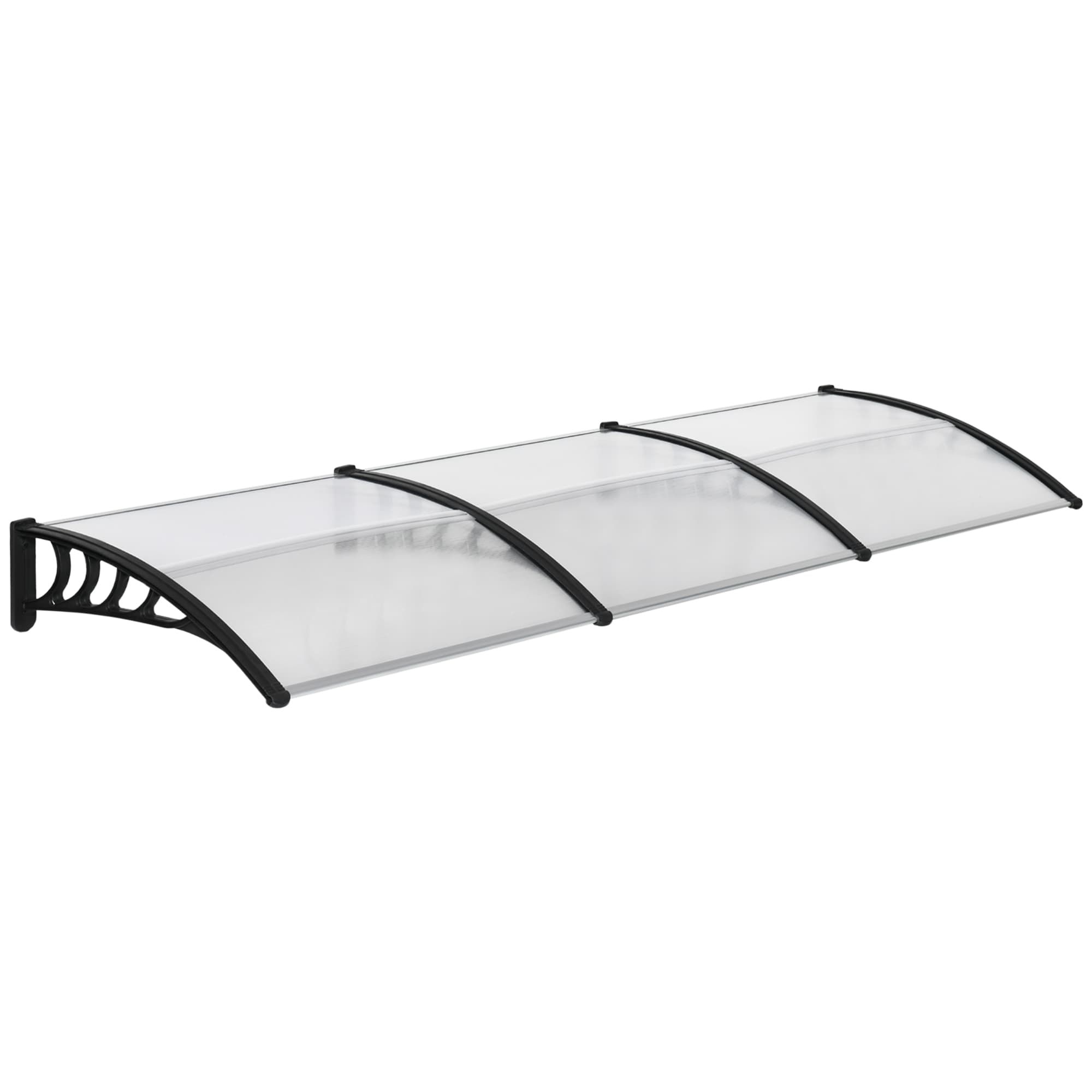 Outsunny Auvent de porte toit marquise en polycarbonate auvent de porte d'entrée bord en aluminium contre la pluie et UV