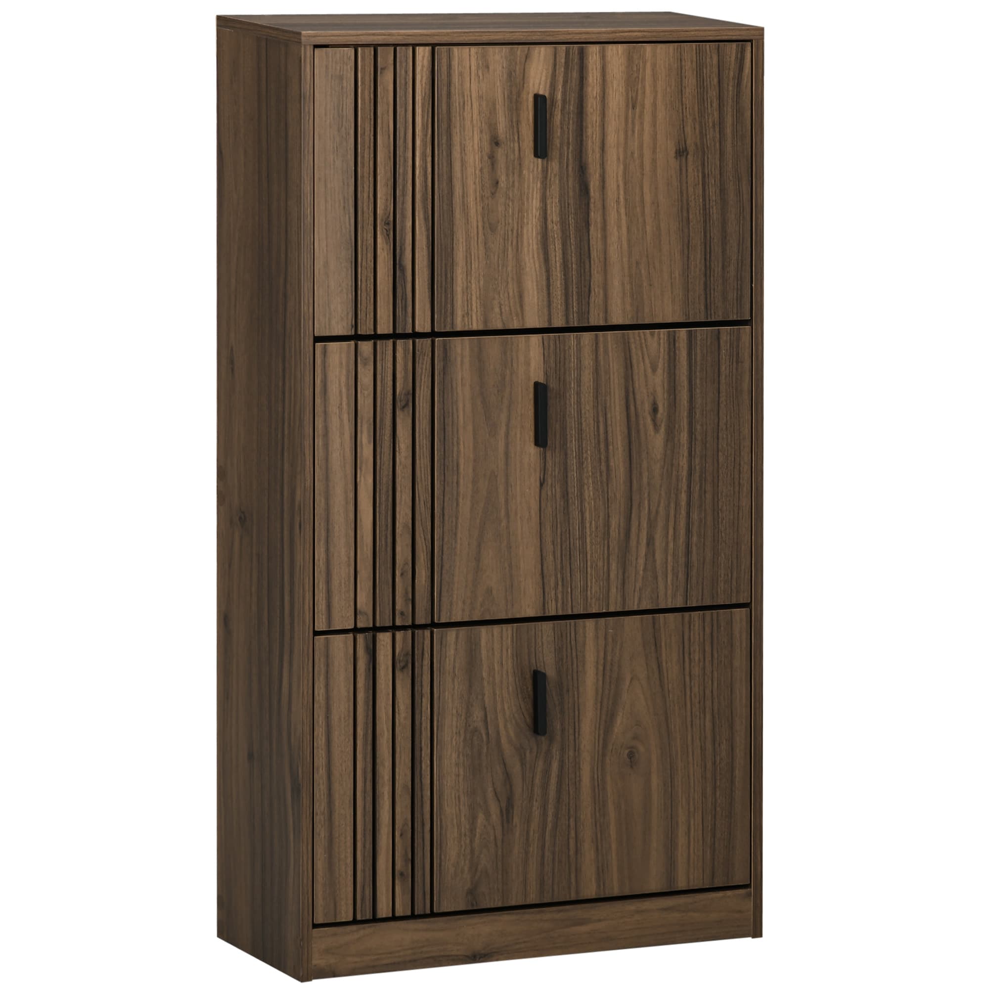HOMCOM Meuble à chaussures à 3 abattants 18 paires grande capacité pour entrée couloir salon 63 x 24 x 117 cm noyer foncé