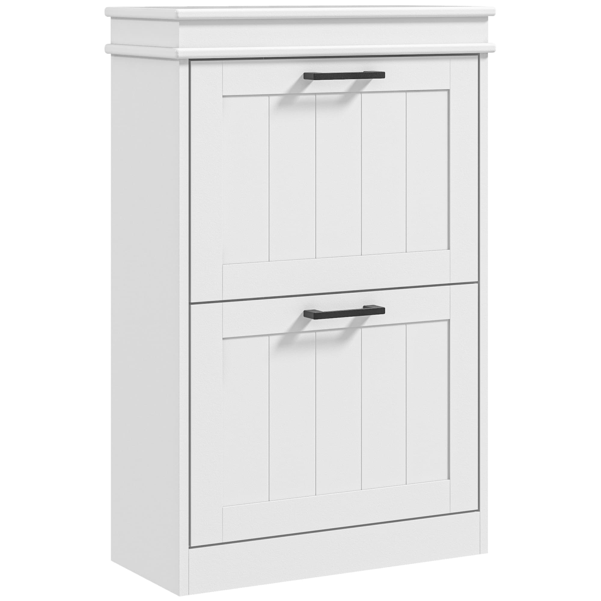 HOMCOM Meuble à chaussures, 2 portes abattants, étagères réglables, pour entrée, couloir, 54 x 24 x 82,5 cm, blanc