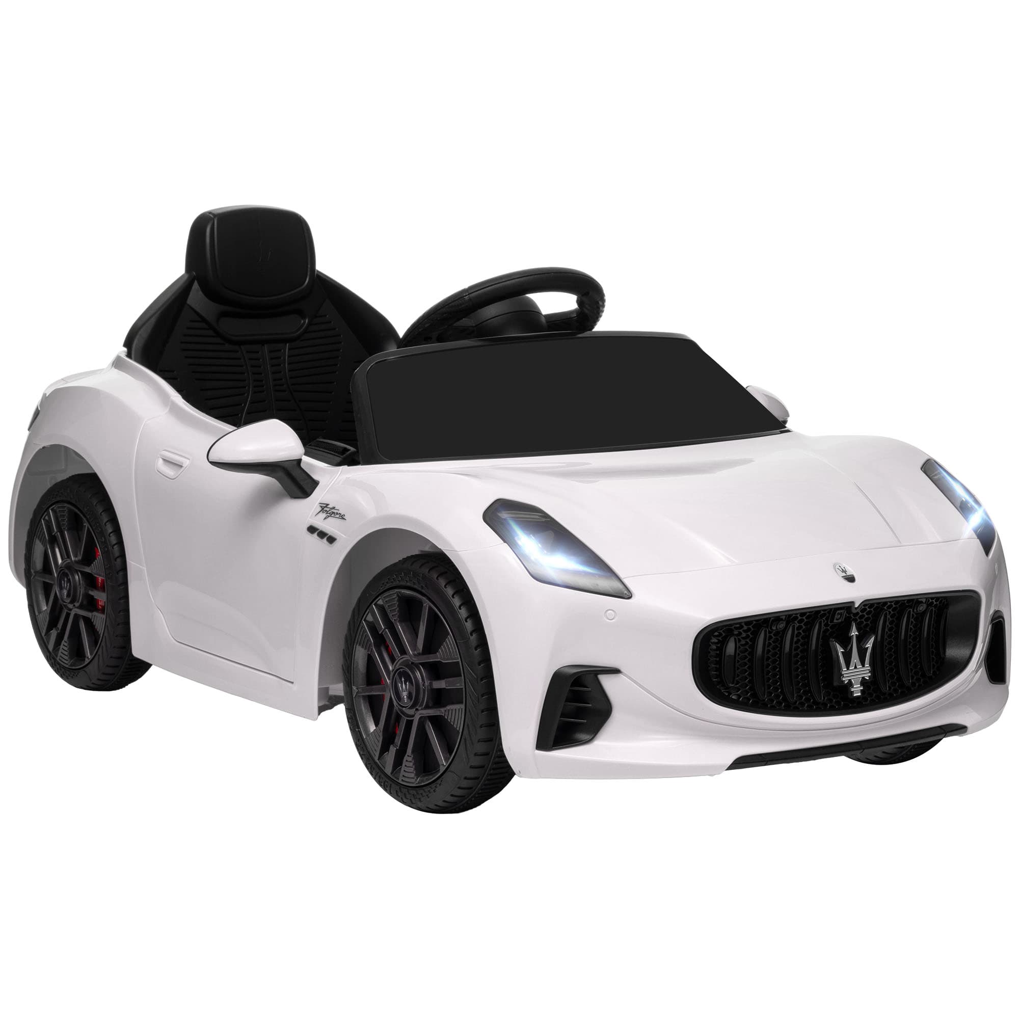 AIYAPLAY Voiture électrique pour enfants sous licence Maserati Gran Turismo Folgore, 12V avec télécommande, de 3 à 5 ans, blanc