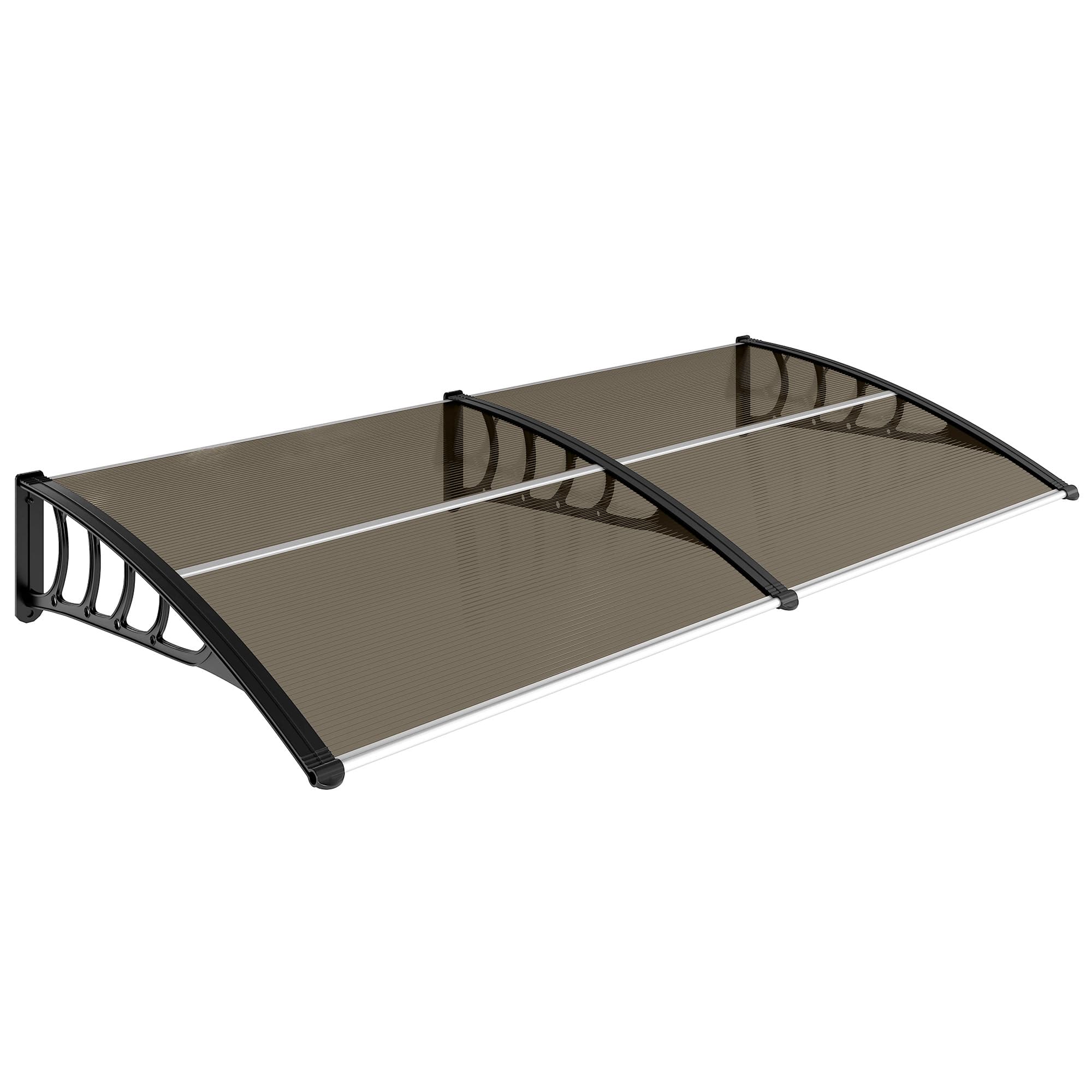 Outsunny Auvent de porte toit marquise en polycarbonate auvent de porte d'entrée bord en aluminium contre la pluie et UV