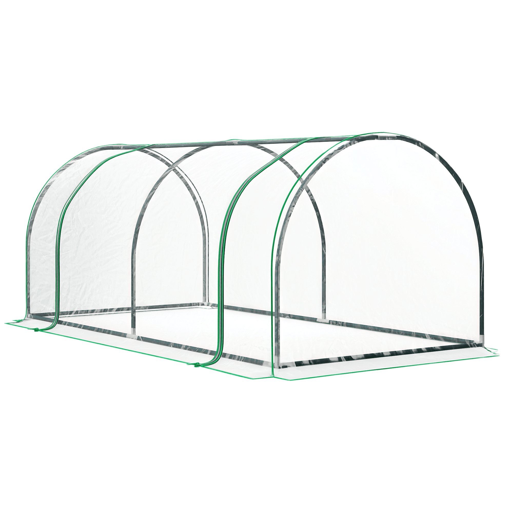 Outsunny Serre de Jardin Tunnel mini serre tunnel serre à tomates dim. 2L x 1l x 0,8H m Portes zippées bâche PVC Transparent Acier époxy Vert