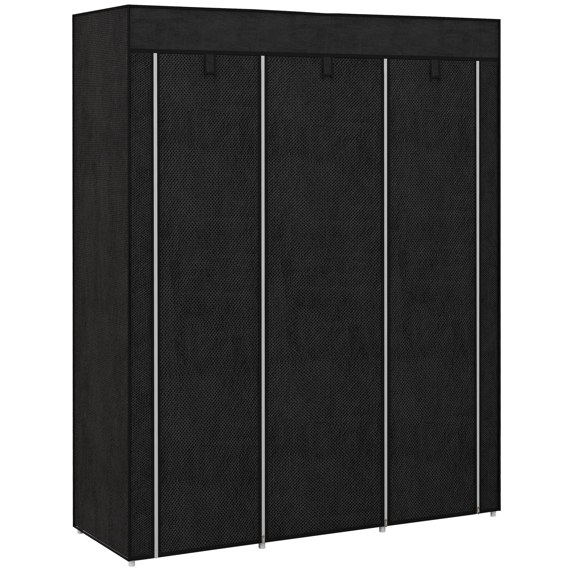HOMCOM Armoire Penderie Modulable 8 Étagères 2 Tringles Noir Gain d'Espace Pratique Aosom France