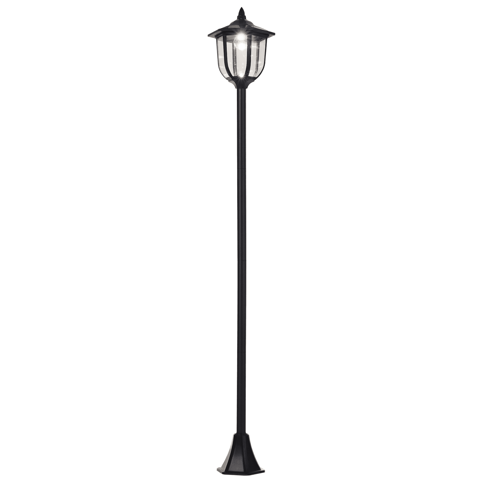 Outsunny Lampadaire Solaire Extérieur LED Inox Noir Classique 177 cm Aosom France