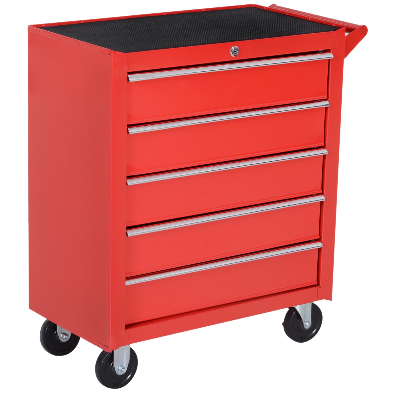 DURHAND Chariot à outils sur roulettes pour atelier avec 5 tiroirs verrouillable 2 clés acier 69 x 33 x 75 cm rouge