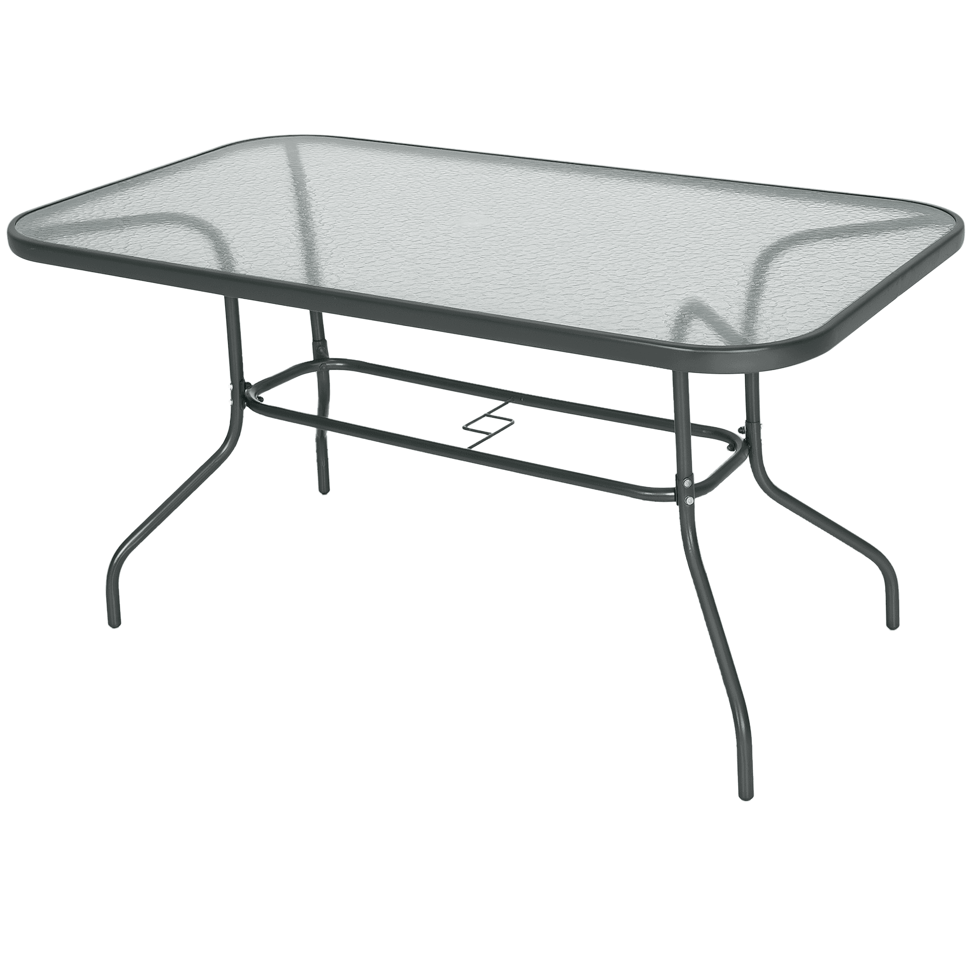 Outsunny Table bistrot de jardin plateau verre trempé espace iInstallation parasol métal époxy 140 x 80 x 70 cm noir carbonisé