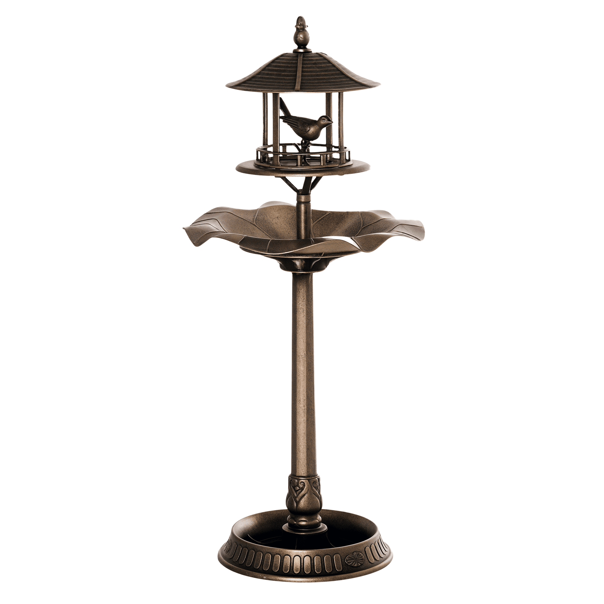 Outsunny Bain d'oiseaux Abreuvoir pour Oiseaux jardinière 3 en 1 dim. Ø 50 x 113H cm polypropylène Bronze Antique