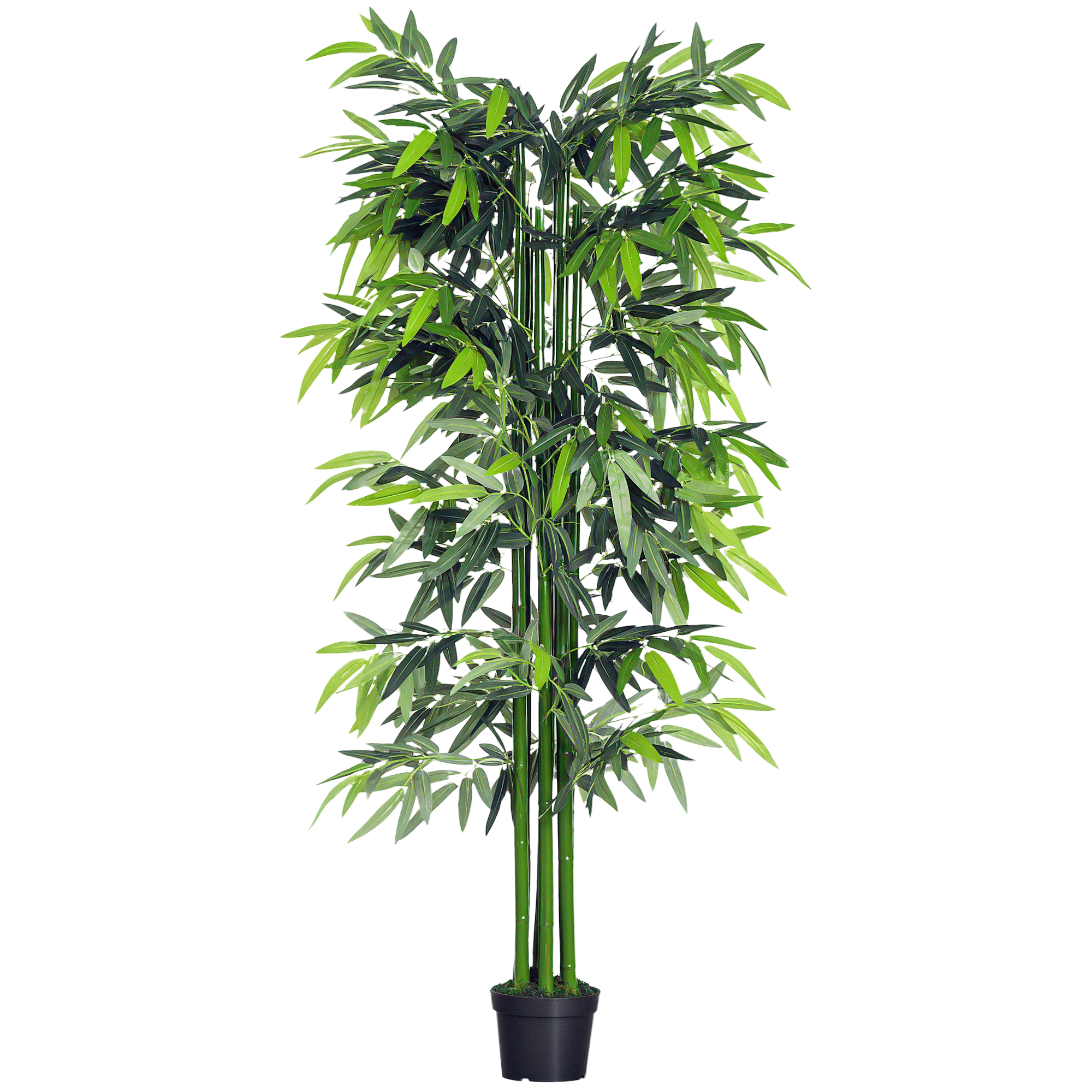 Outsunny Bambou Artificiel XXL 1,80H m arbre artificiel 1105 Feuilles denses réalistes Pot Inclus Noir Vert