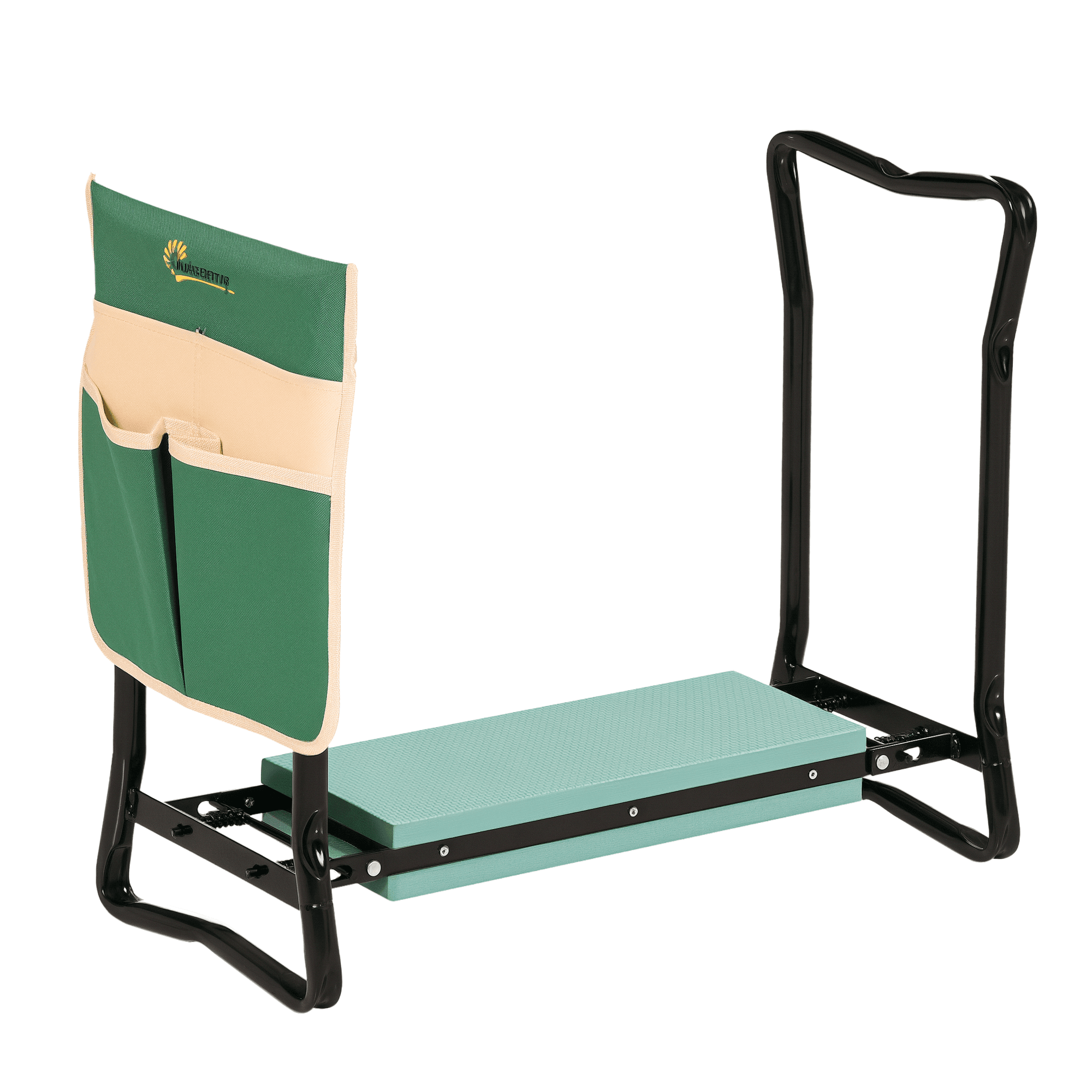 Outsunny Tabouret de Jardin Tabouret de jardinage Pliable agenouilloir de Jardin siège Jardinage avec Coussin Pochette Rangement Outils Vert