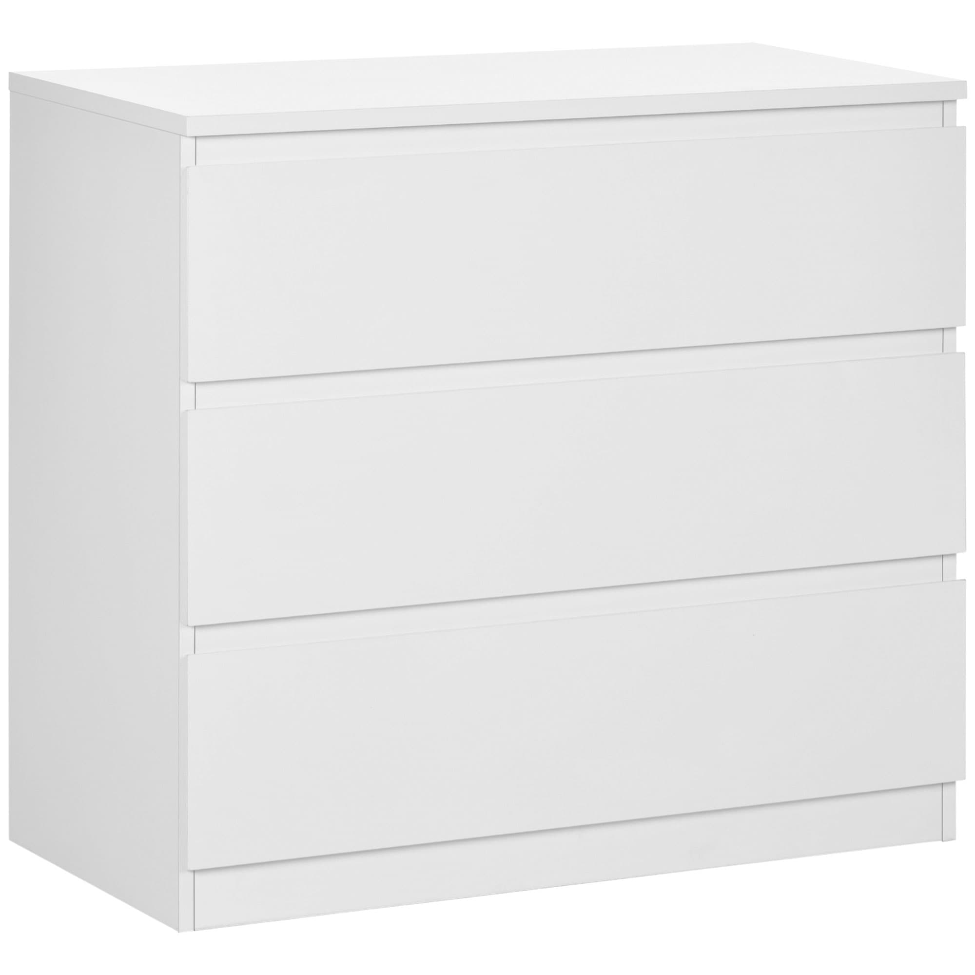 HOMCOM Commode 3 tiroirs, Meuble de rangement épuré pour chambre, intérieur, 80l x 39P x 73H cm