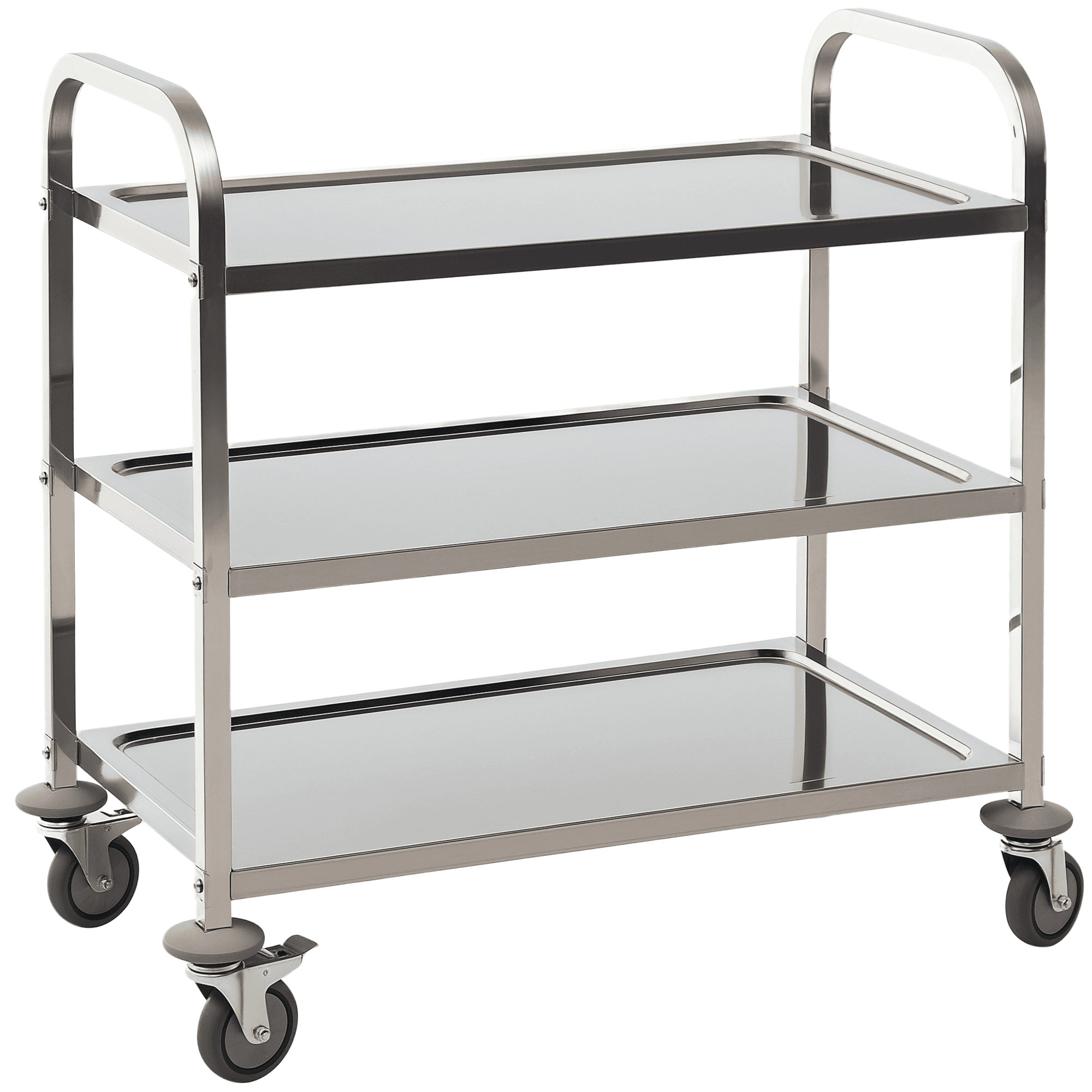 HOMCOM Chariot de service desserte de cuisine à roulettes 3 étagères 85L x 45l x 90H cm acier inox. Chromé