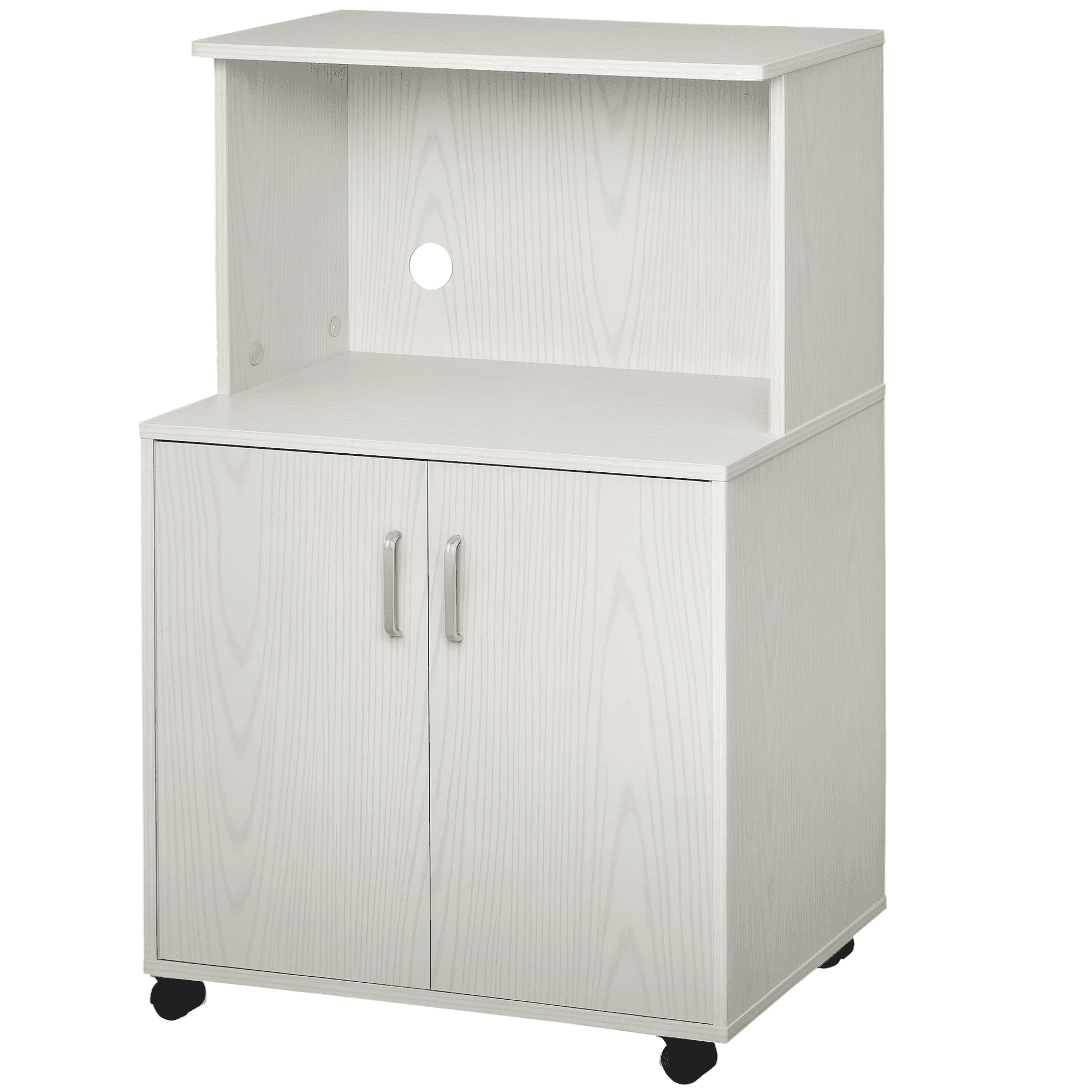 HOMCOM Meuble Cuisine Roulant Micro-Ondes Rangements Plateau Placard Blanc Aosom France