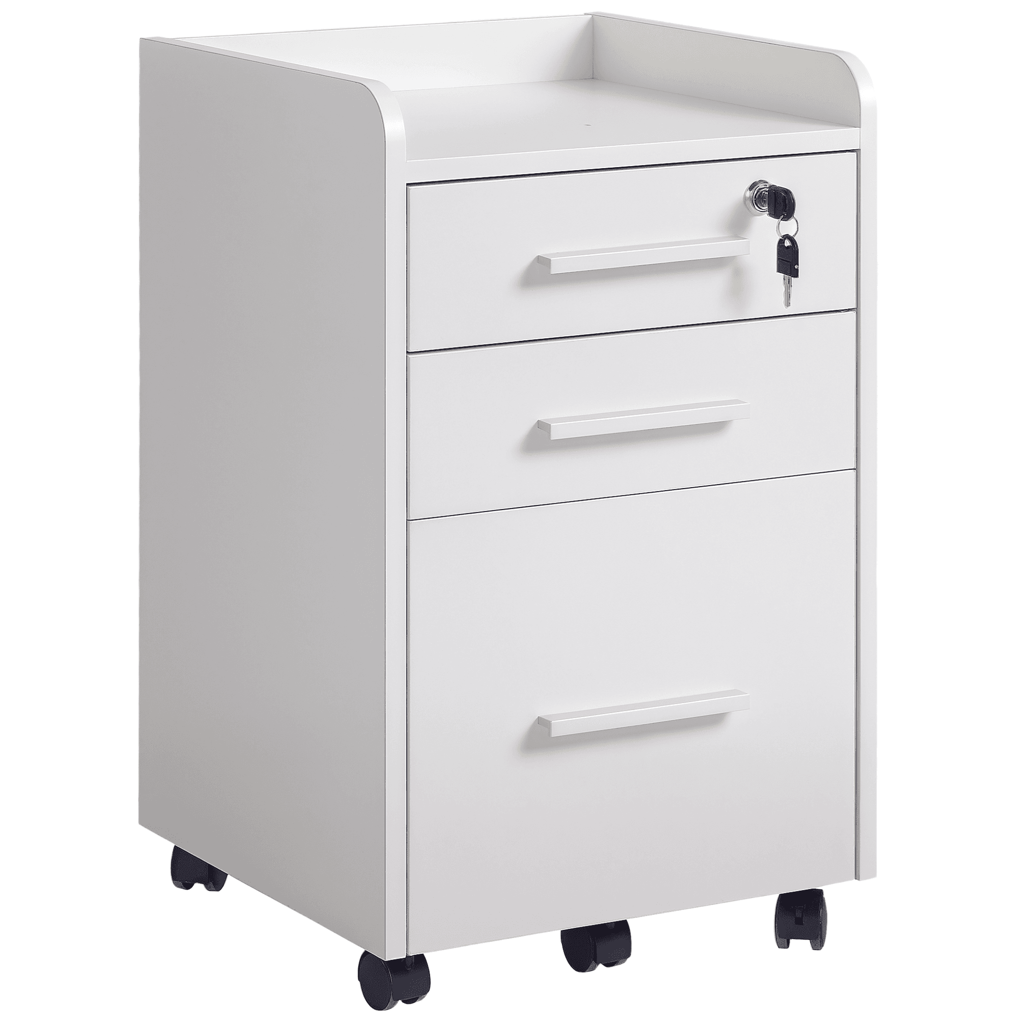 HOMCOM Caisson de Bureau Blanc sur Roulettes 3 Tiroirs MDF Rangement Mobile Aosom France