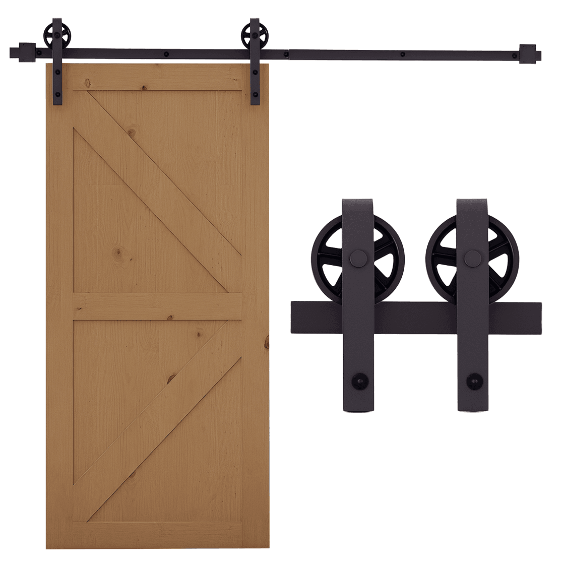 HOMCOM Kit de rail pour porte coulissante quincaillerie grange à porte coulissante en acier au carbone longueur de rail 183 cm café